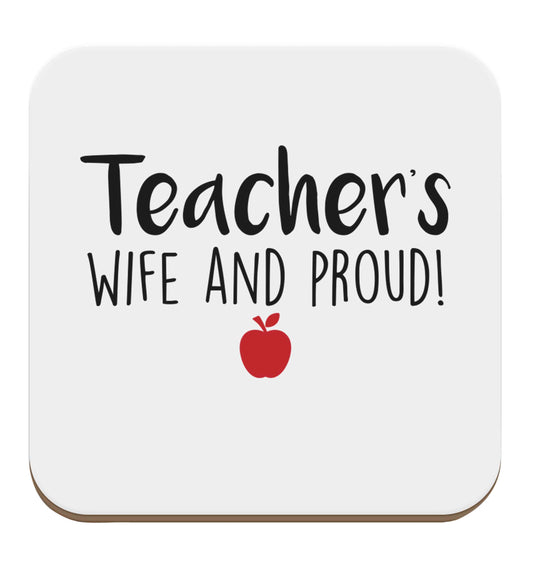 Teachers wife and proud set of four coasters