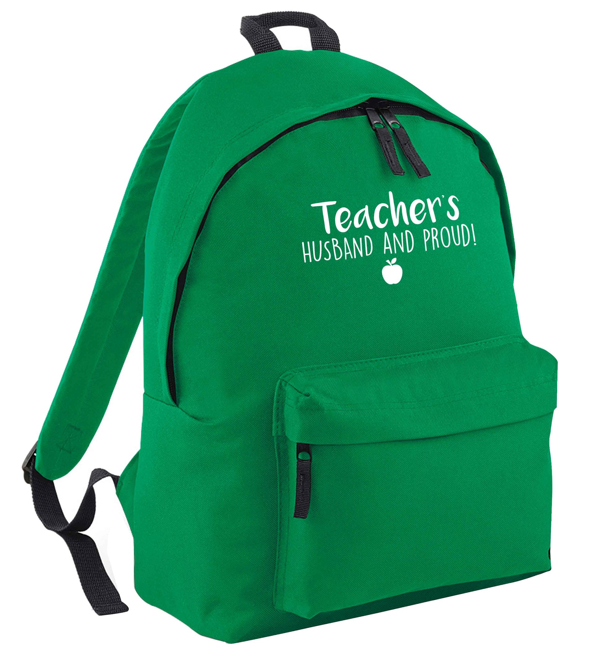 Teachers husband and proud green adults backpack