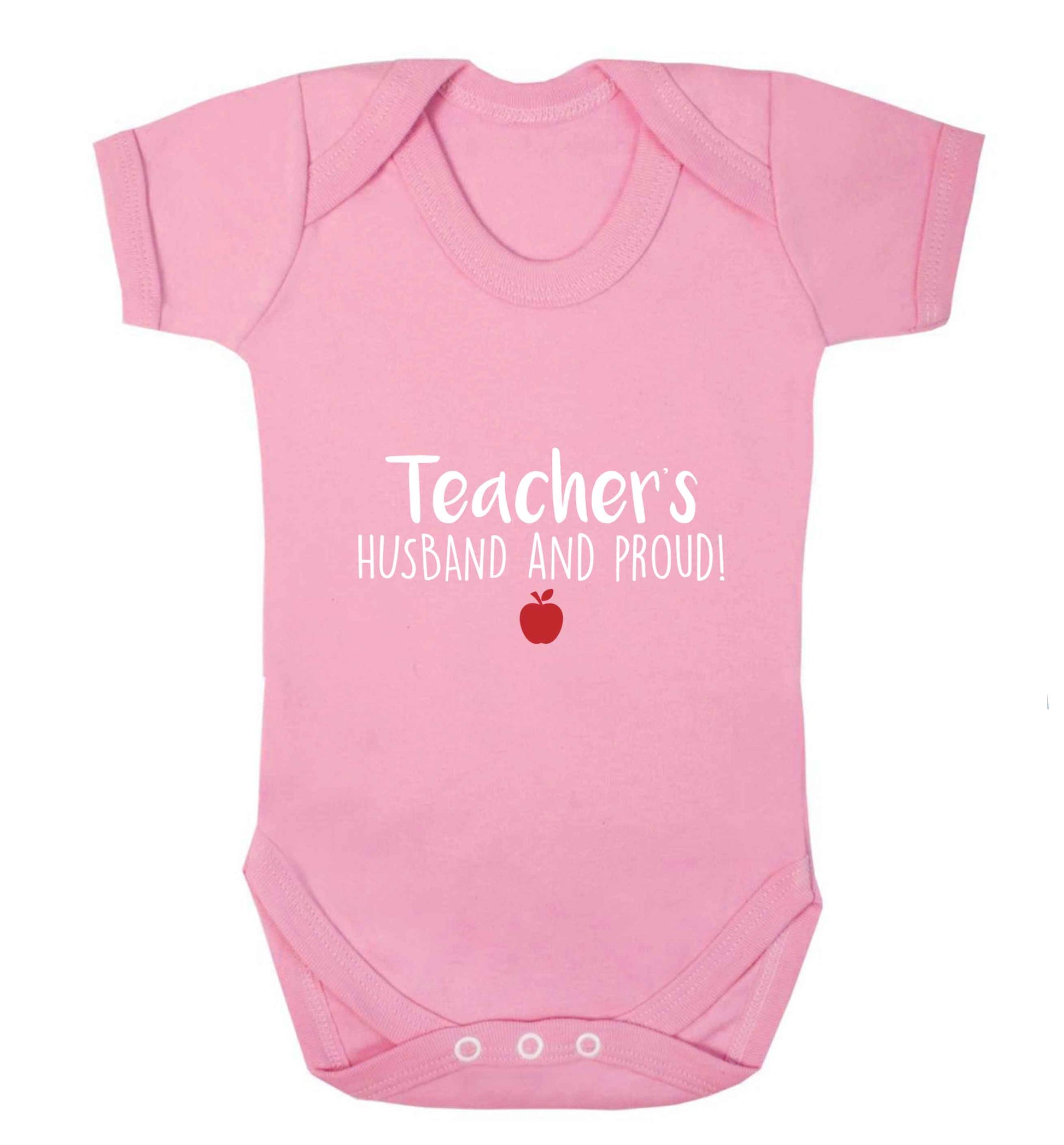 Teachers husband and proud baby vest pale pink 18-24 months