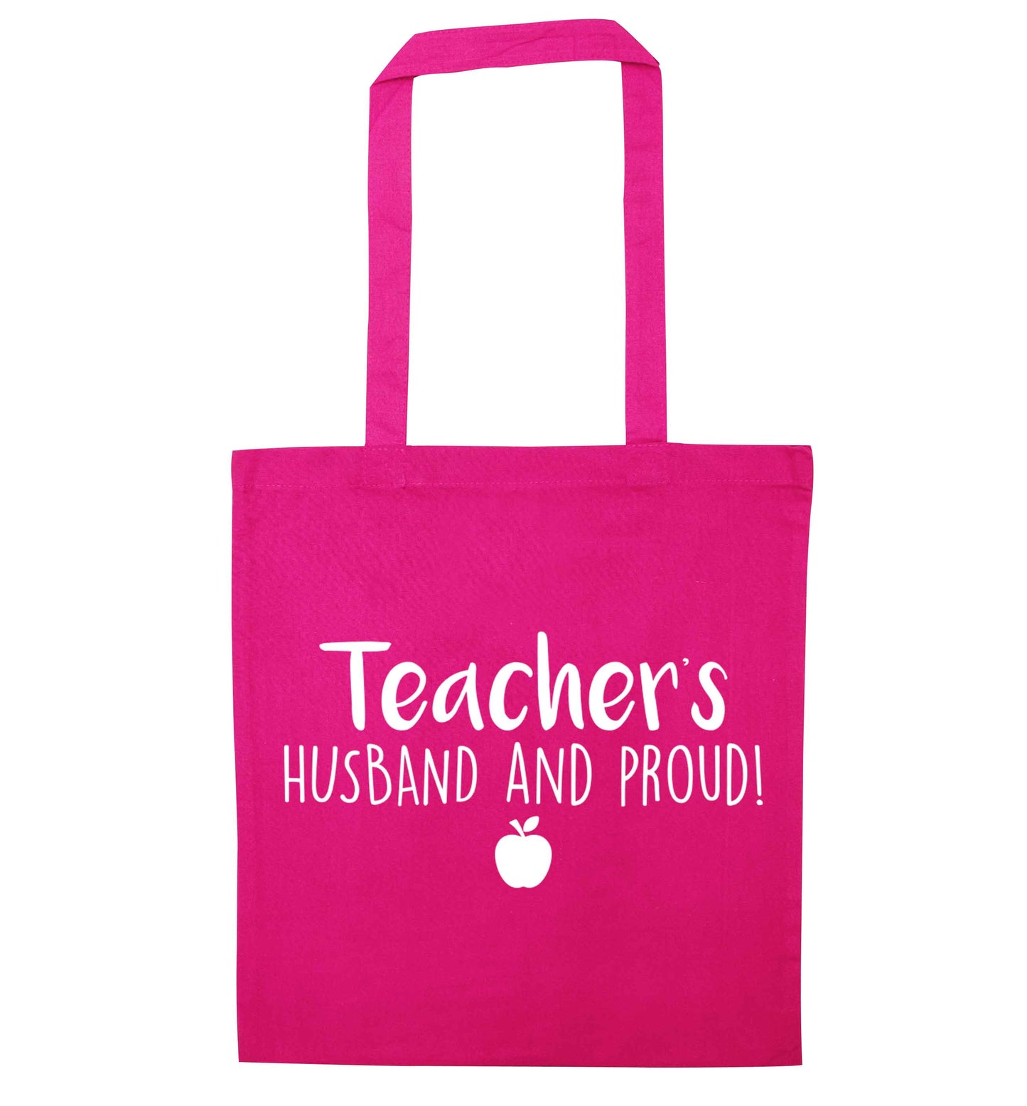Teachers husband and proud pink tote bag