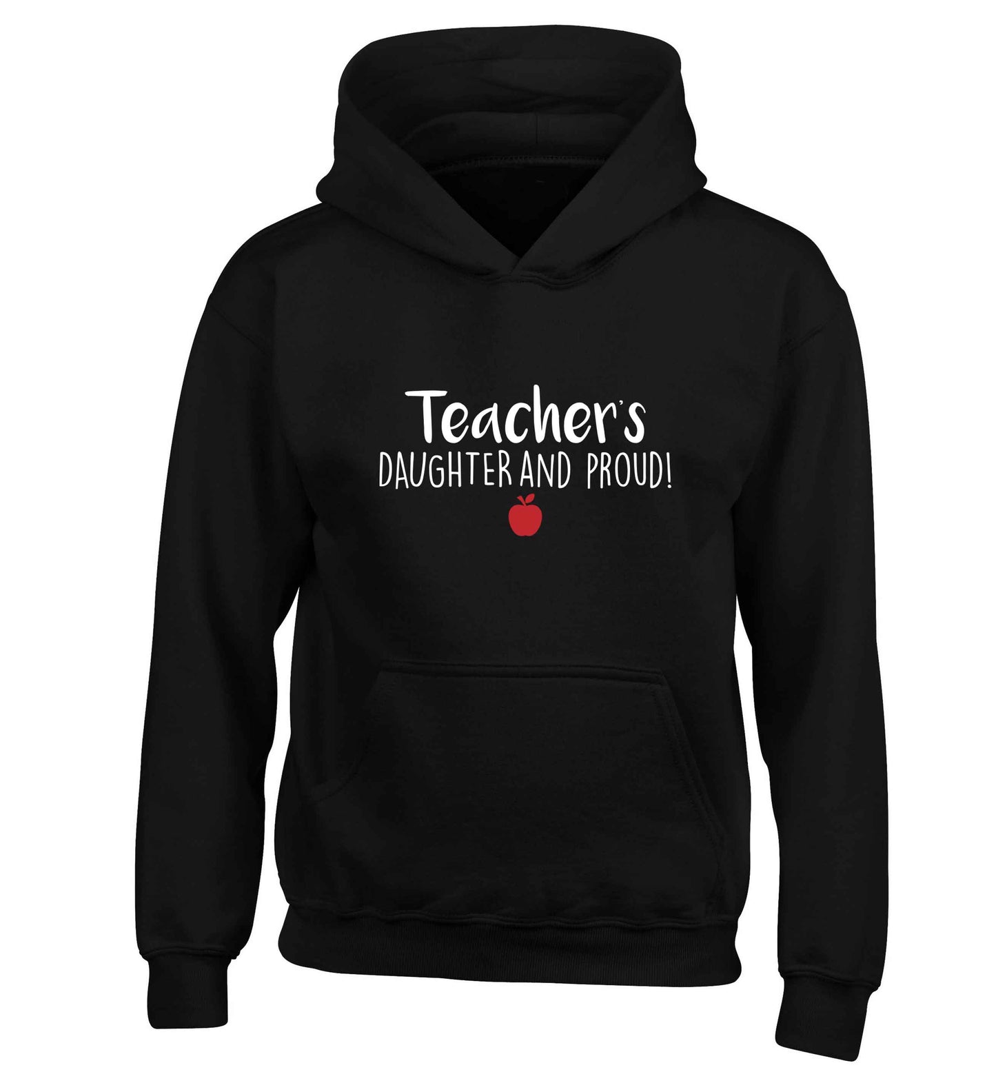 Teachers daughter and proud children's black hoodie 12-13 Years