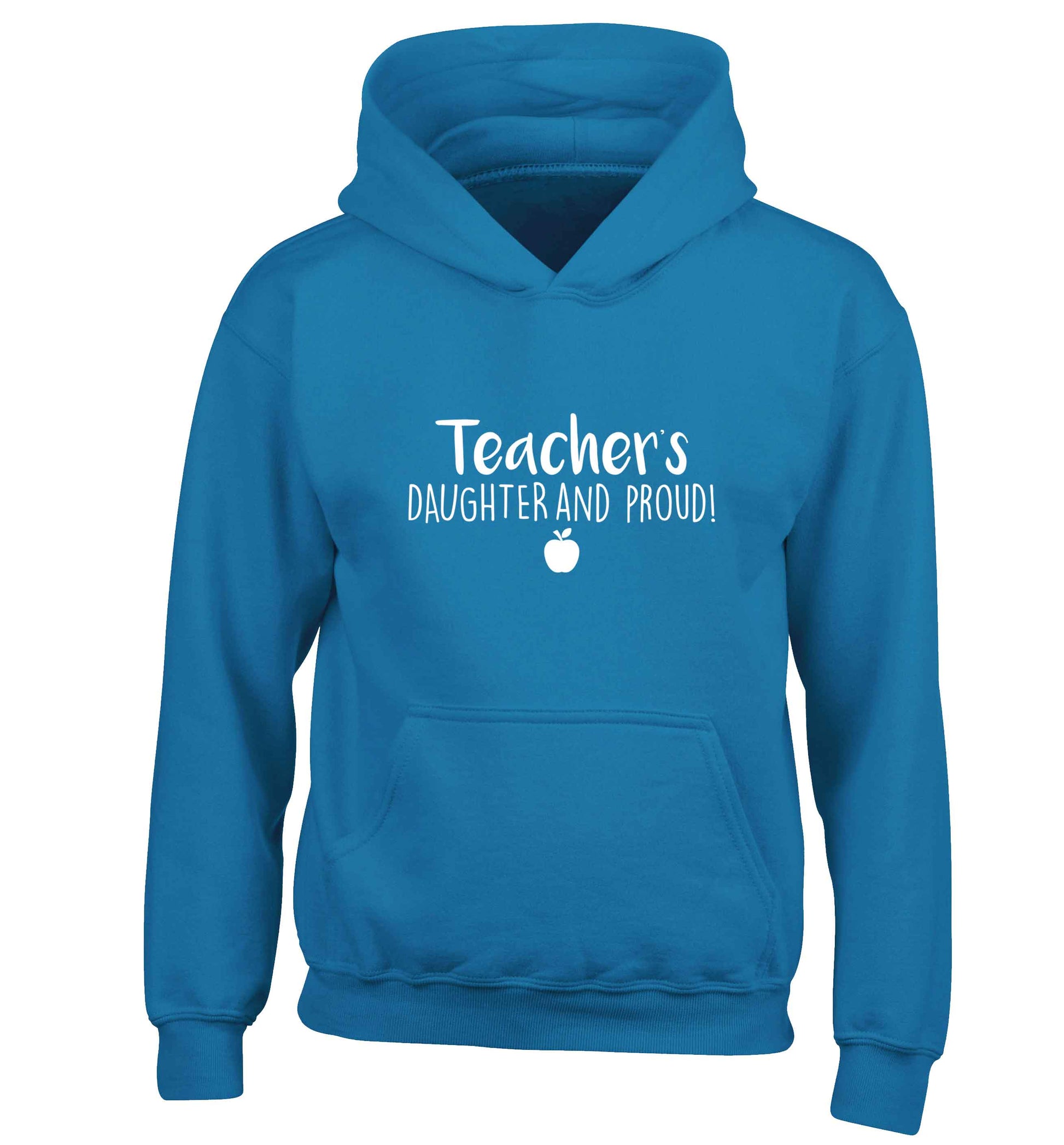Teachers daughter and proud children's blue hoodie 12-13 Years