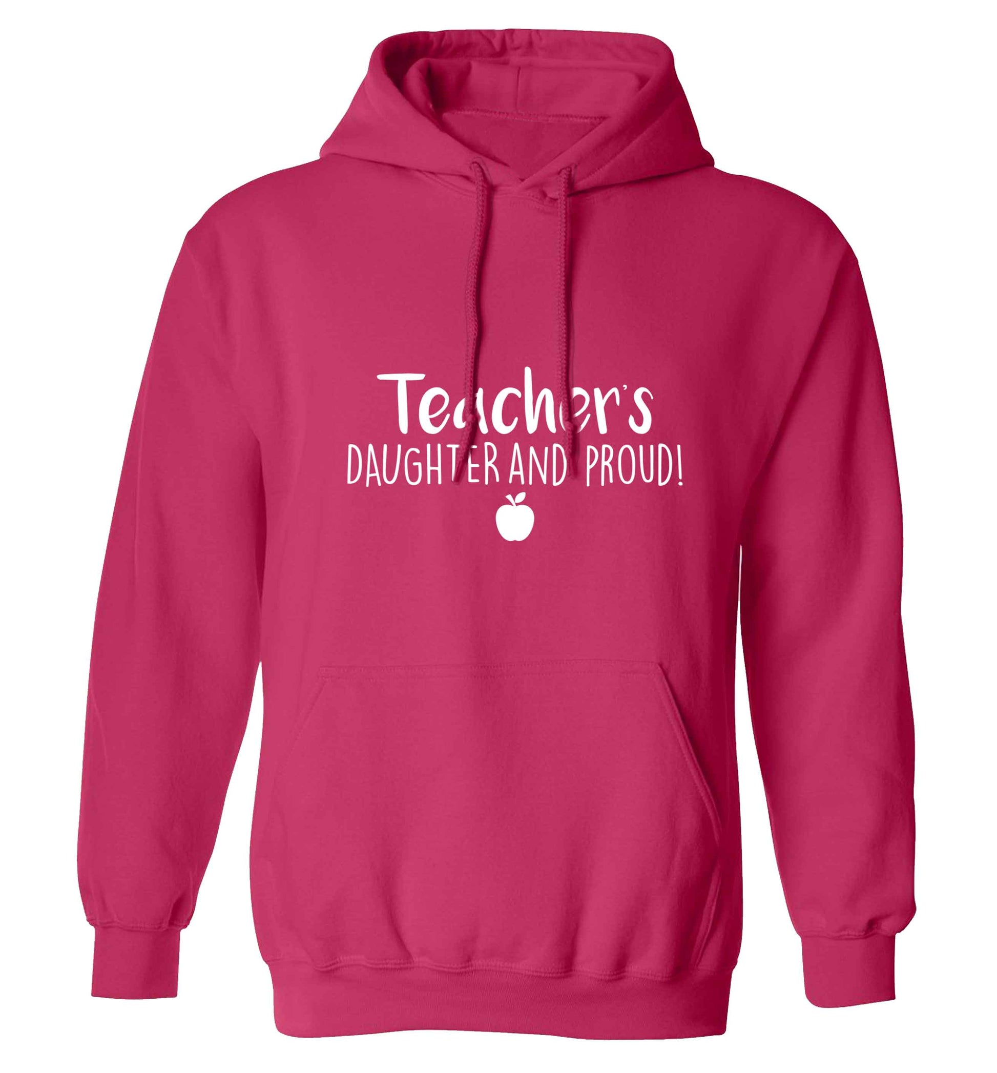 Teachers daughter and proud adults unisex pink hoodie 2XL