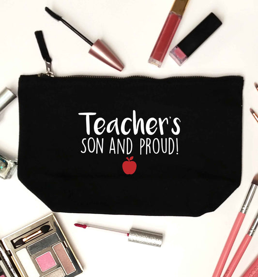 Teachers son and proud black makeup bag