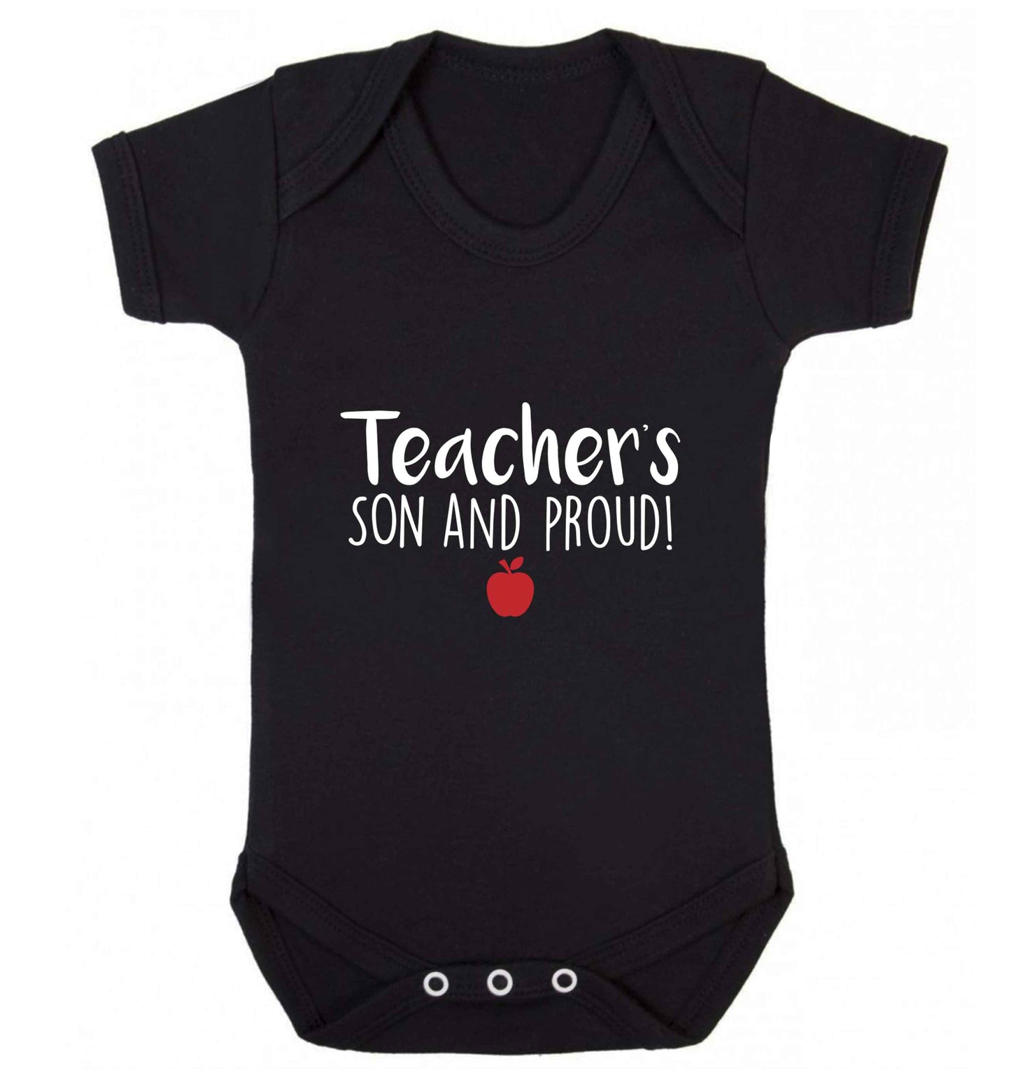 Teachers son and proud baby vest black 18-24 months