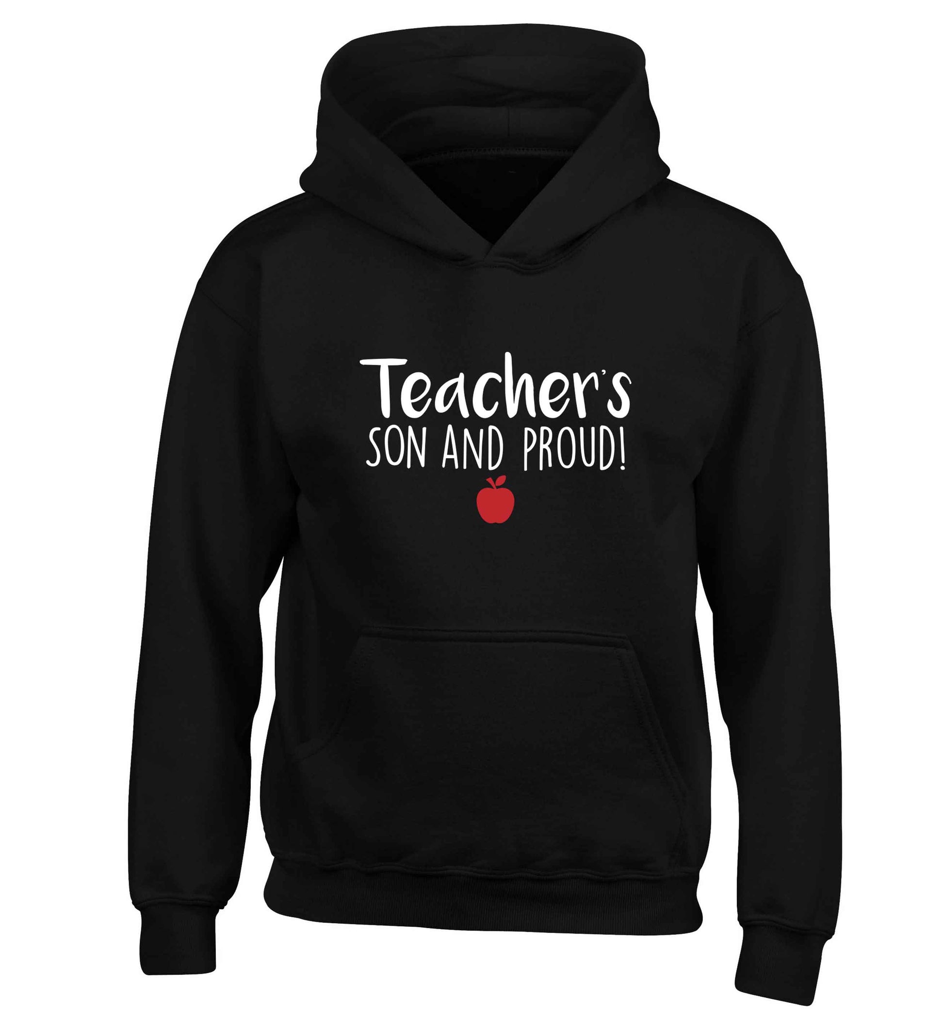 Teachers son and proud children's black hoodie 12-13 Years