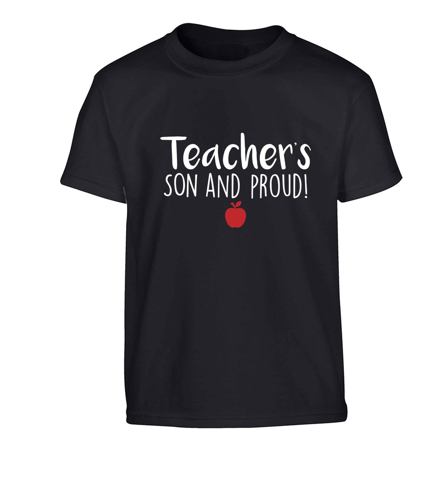 Teachers son and proud Children's black Tshirt 12-13 Years