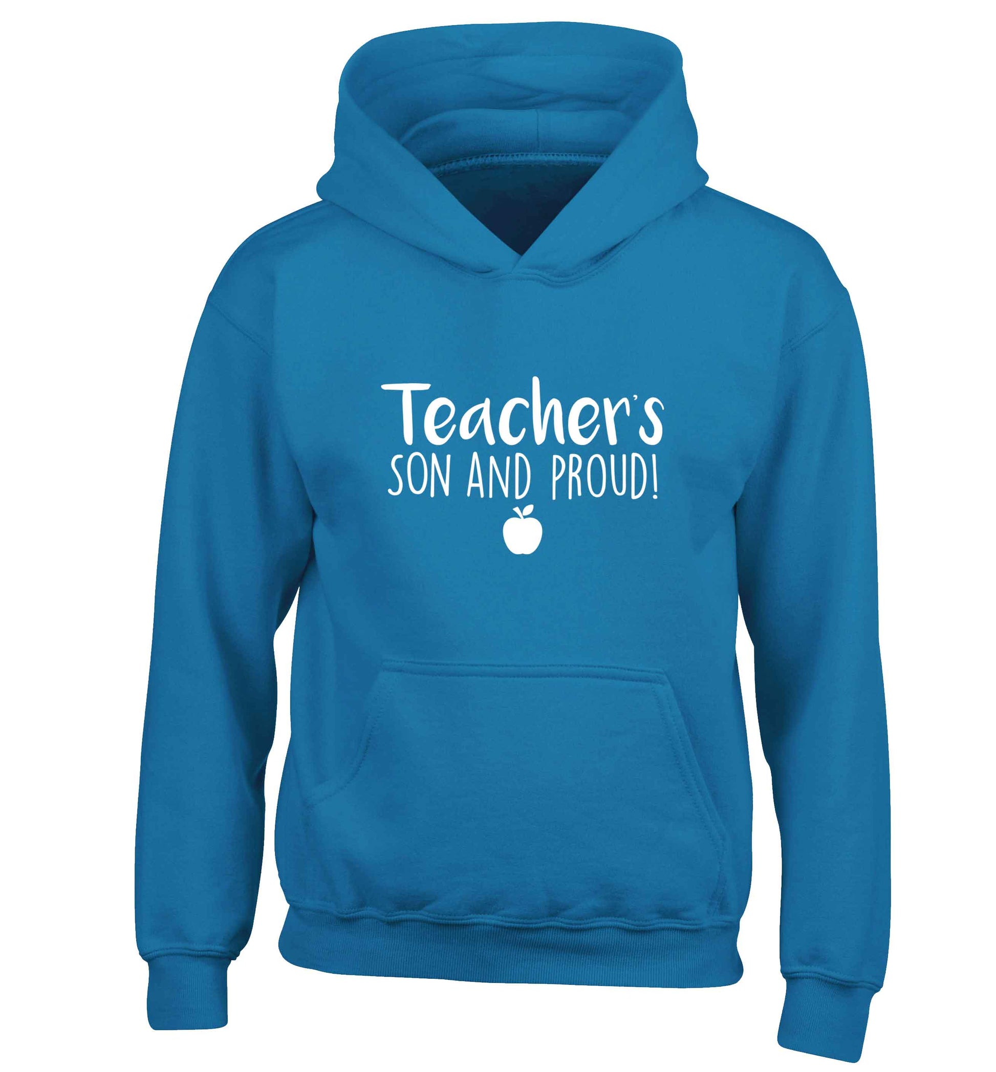 Teachers son and proud children's blue hoodie 12-13 Years