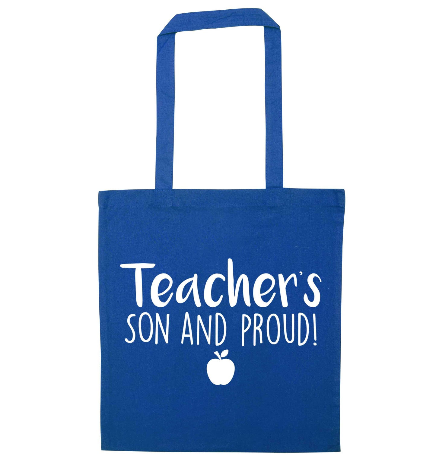 Teachers son and proud blue tote bag