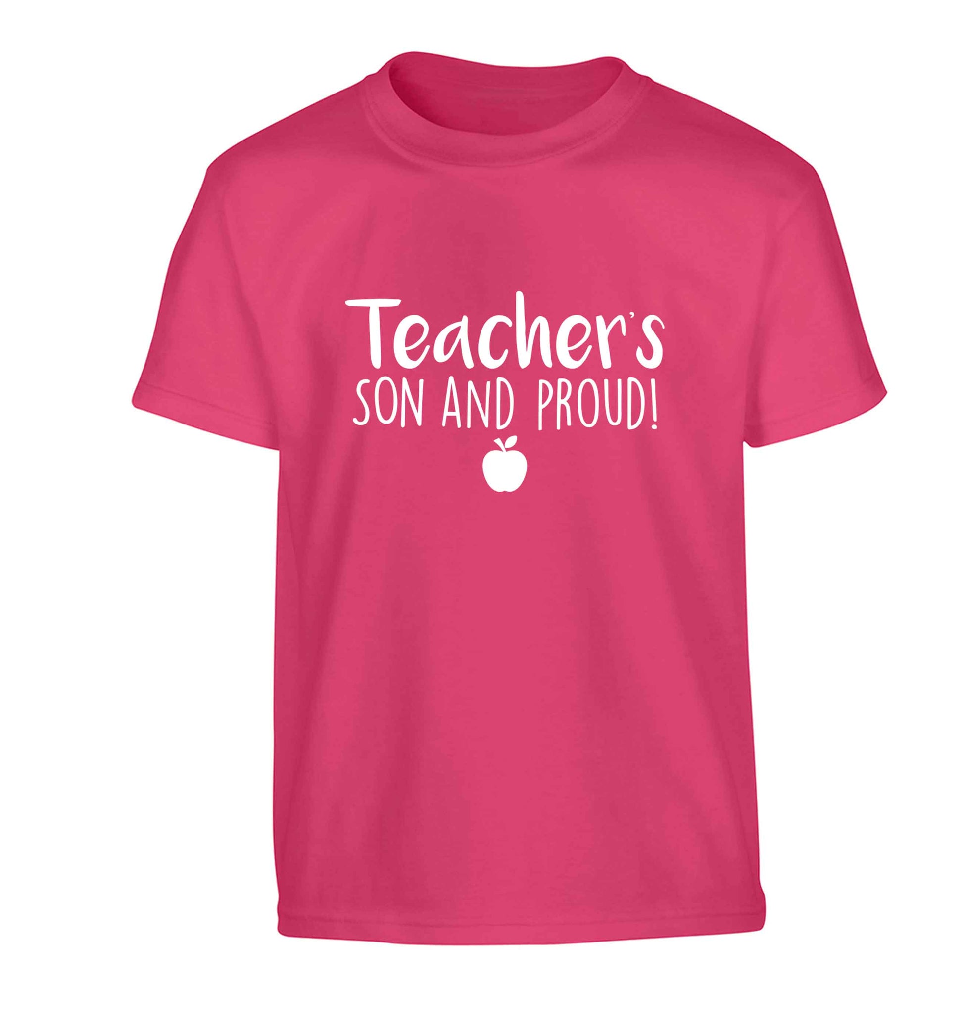 Teachers son and proud Children's pink Tshirt 12-13 Years