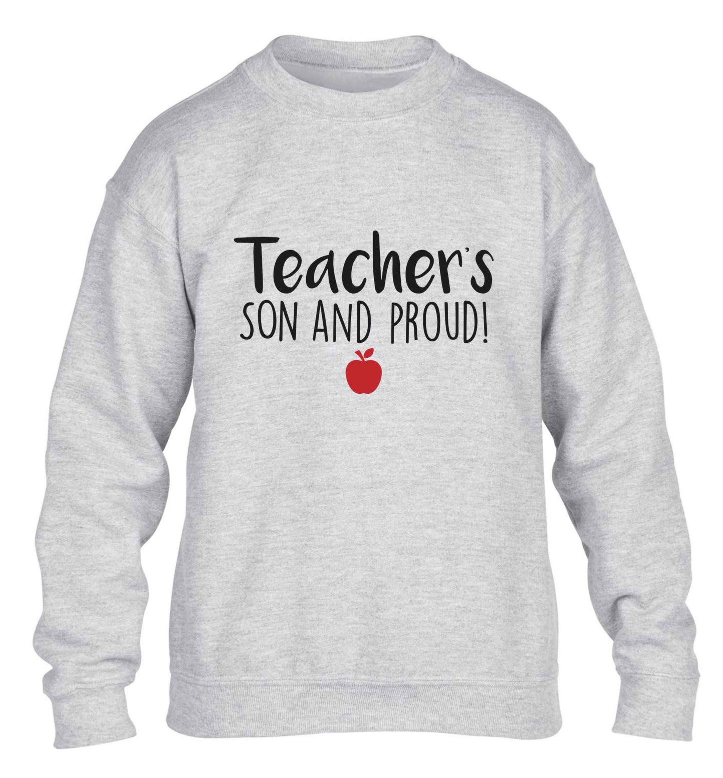 Teachers son and proud children's grey sweater 12-13 Years