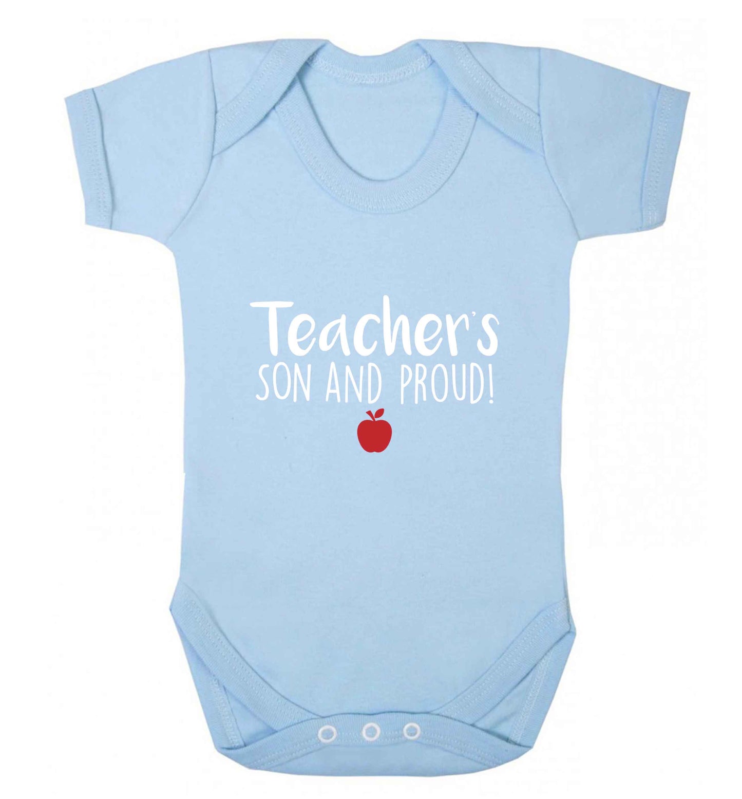 Teachers son and proud baby vest pale blue 18-24 months