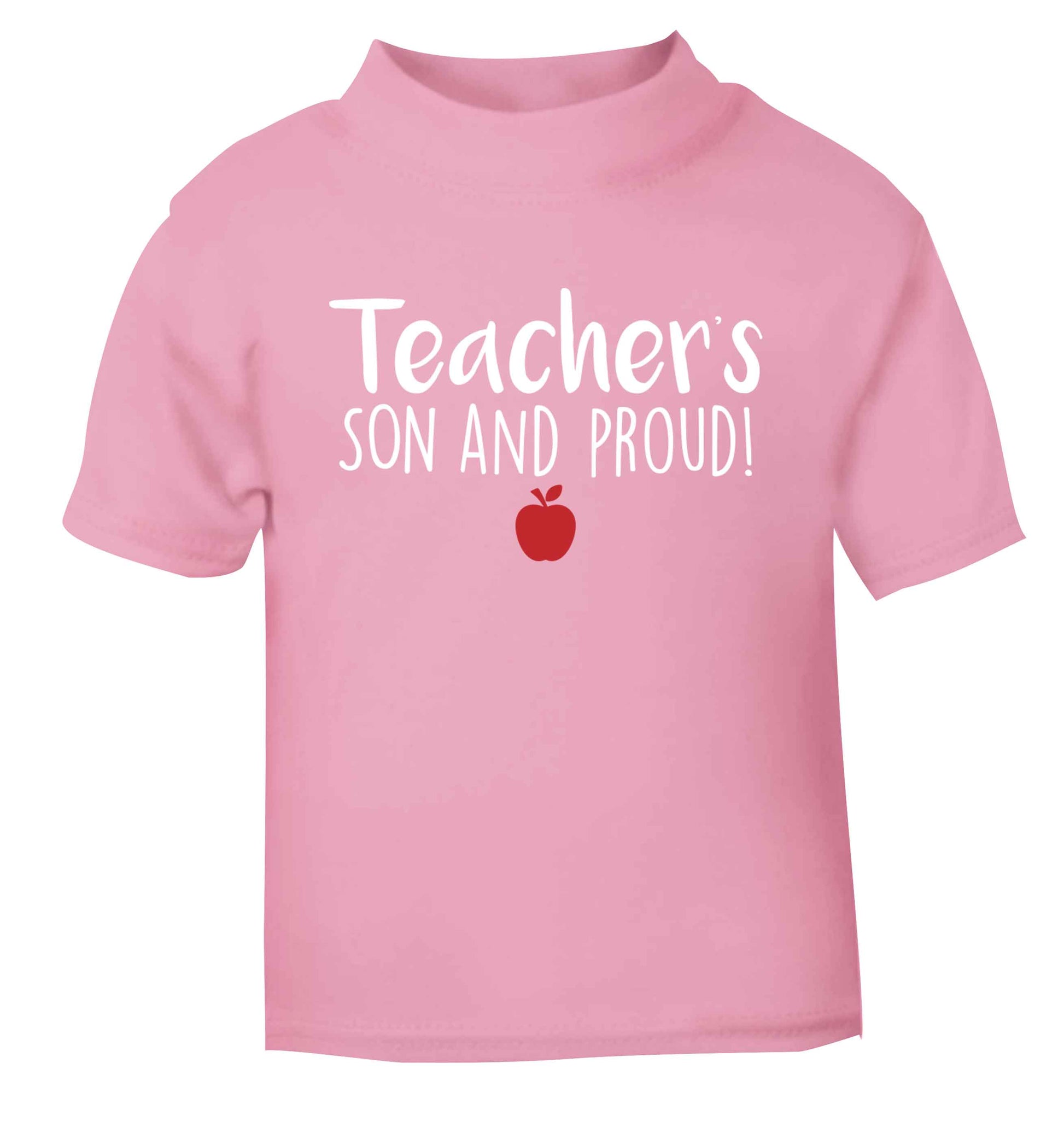 Teachers son and proud light pink baby toddler Tshirt 2 Years