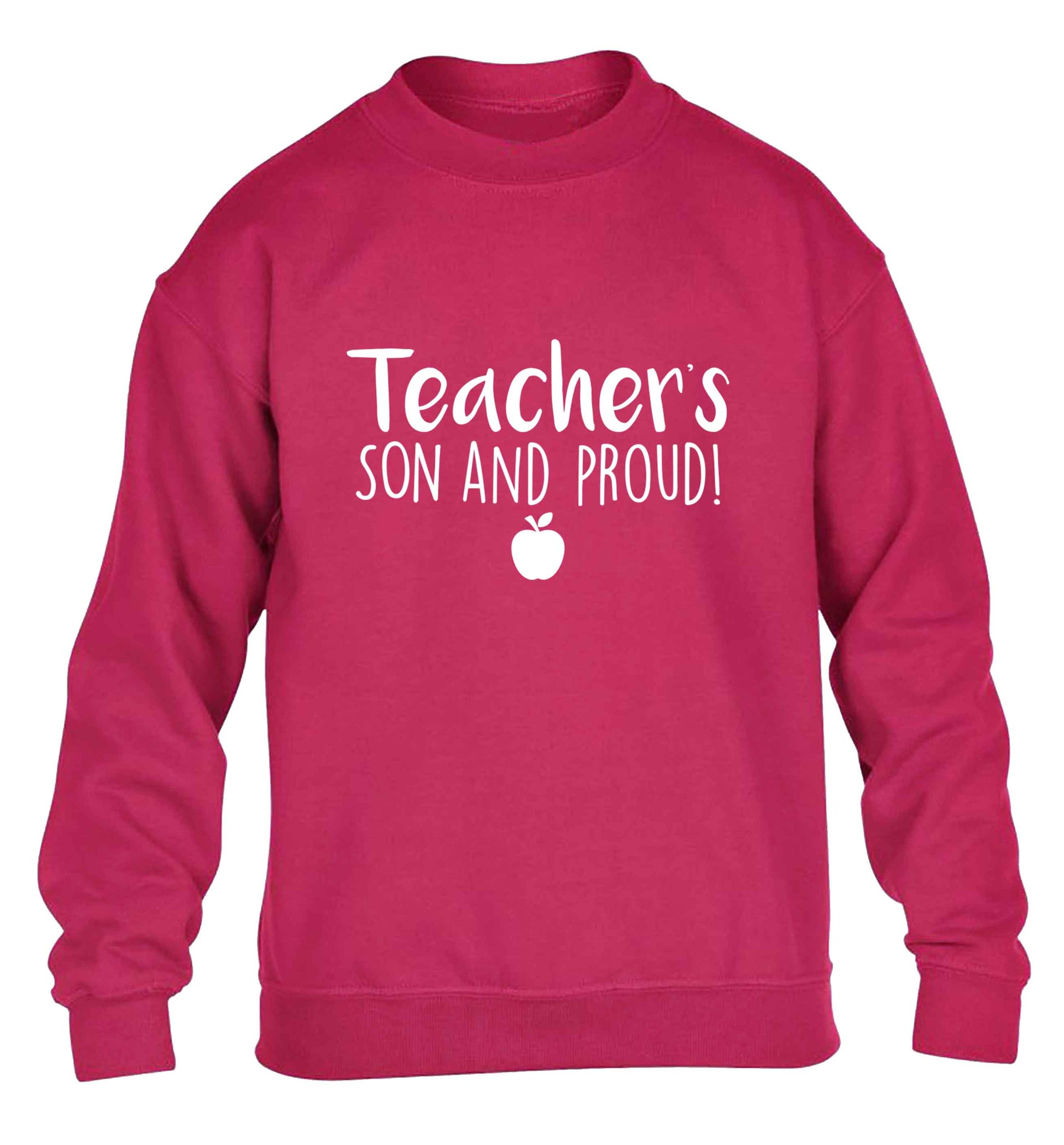Teachers son and proud children's pink sweater 12-13 Years