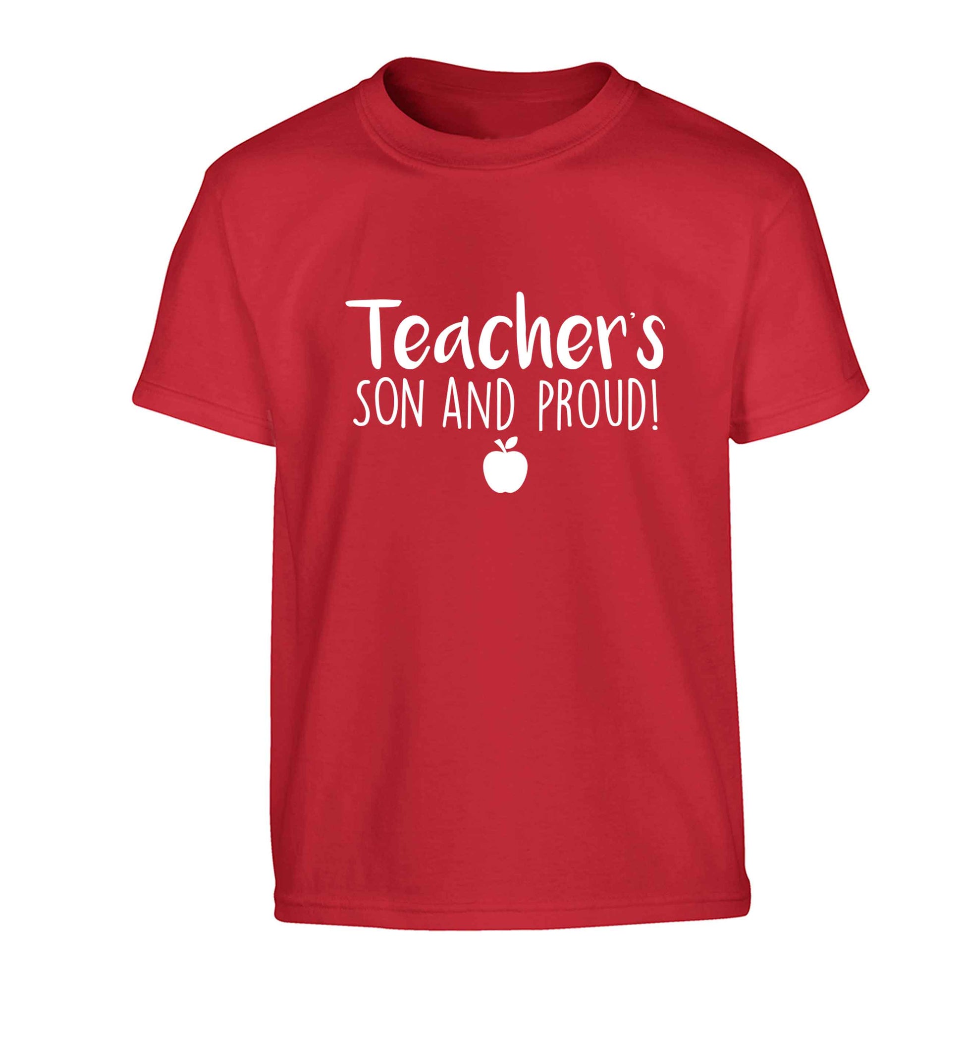 Teachers son and proud Children's red Tshirt 12-13 Years