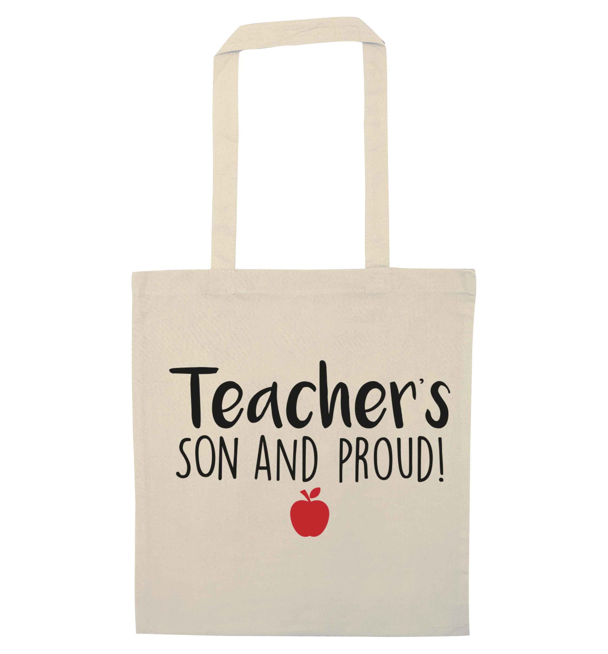 Teachers son and proud natural tote bag