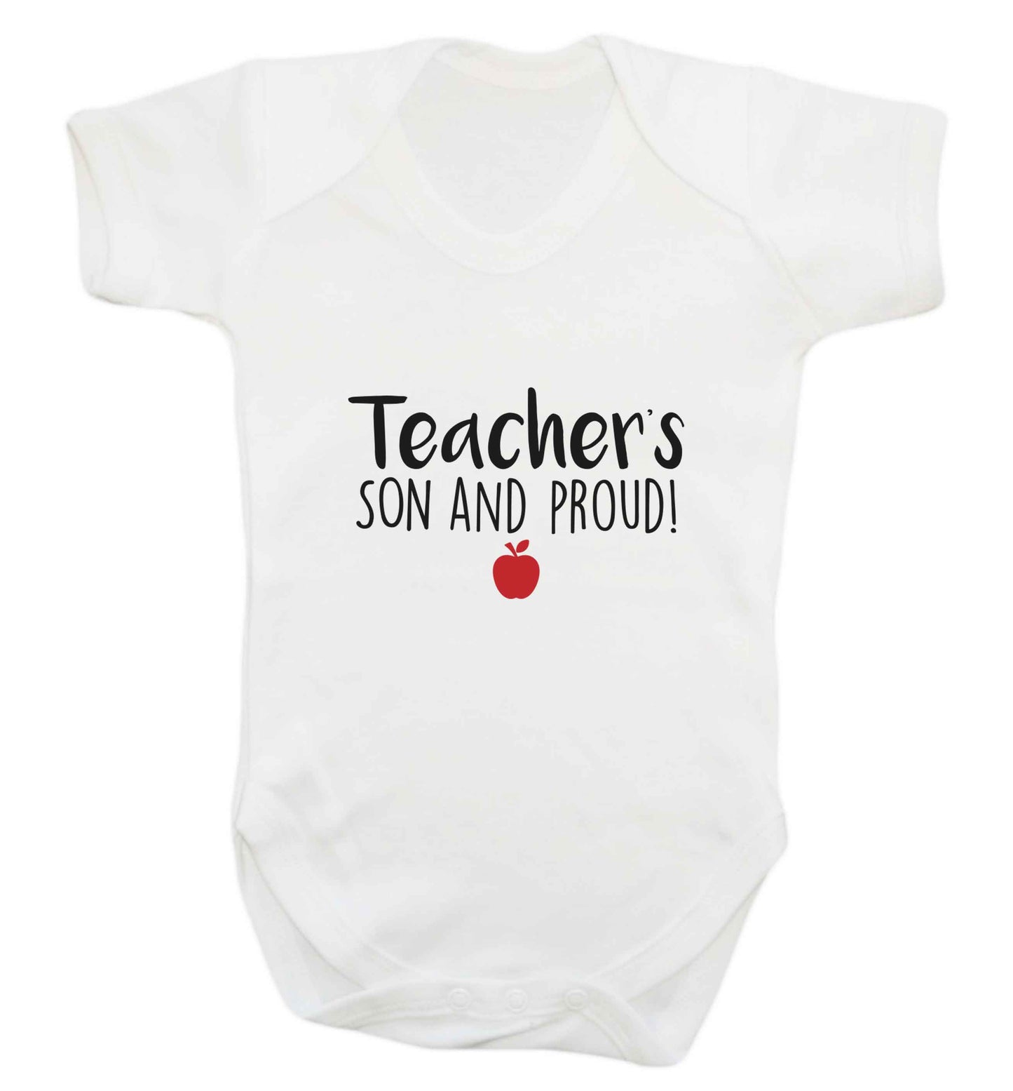 Teachers son and proud baby vest white 18-24 months