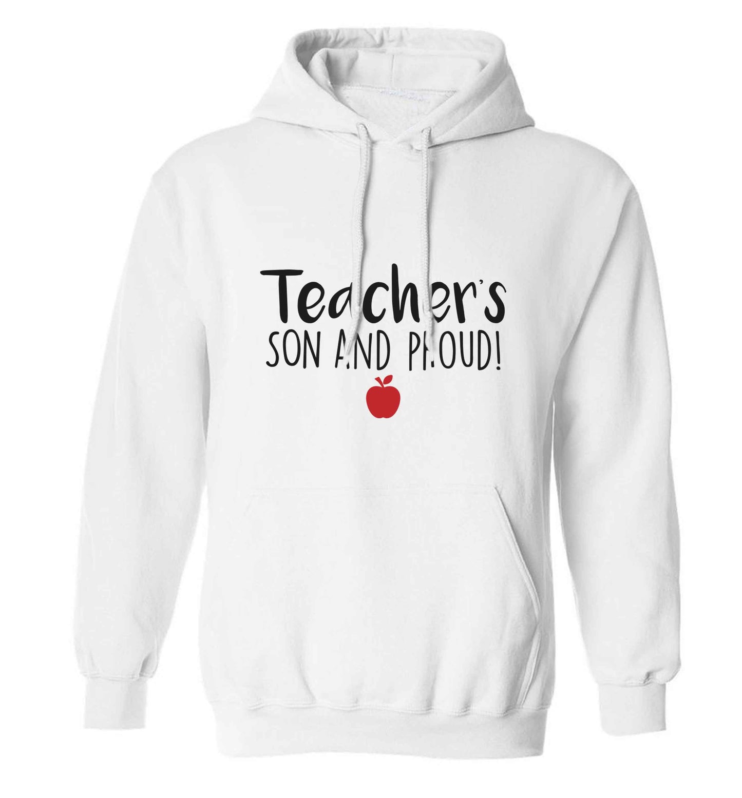Teachers son and proud adults unisex white hoodie 2XL