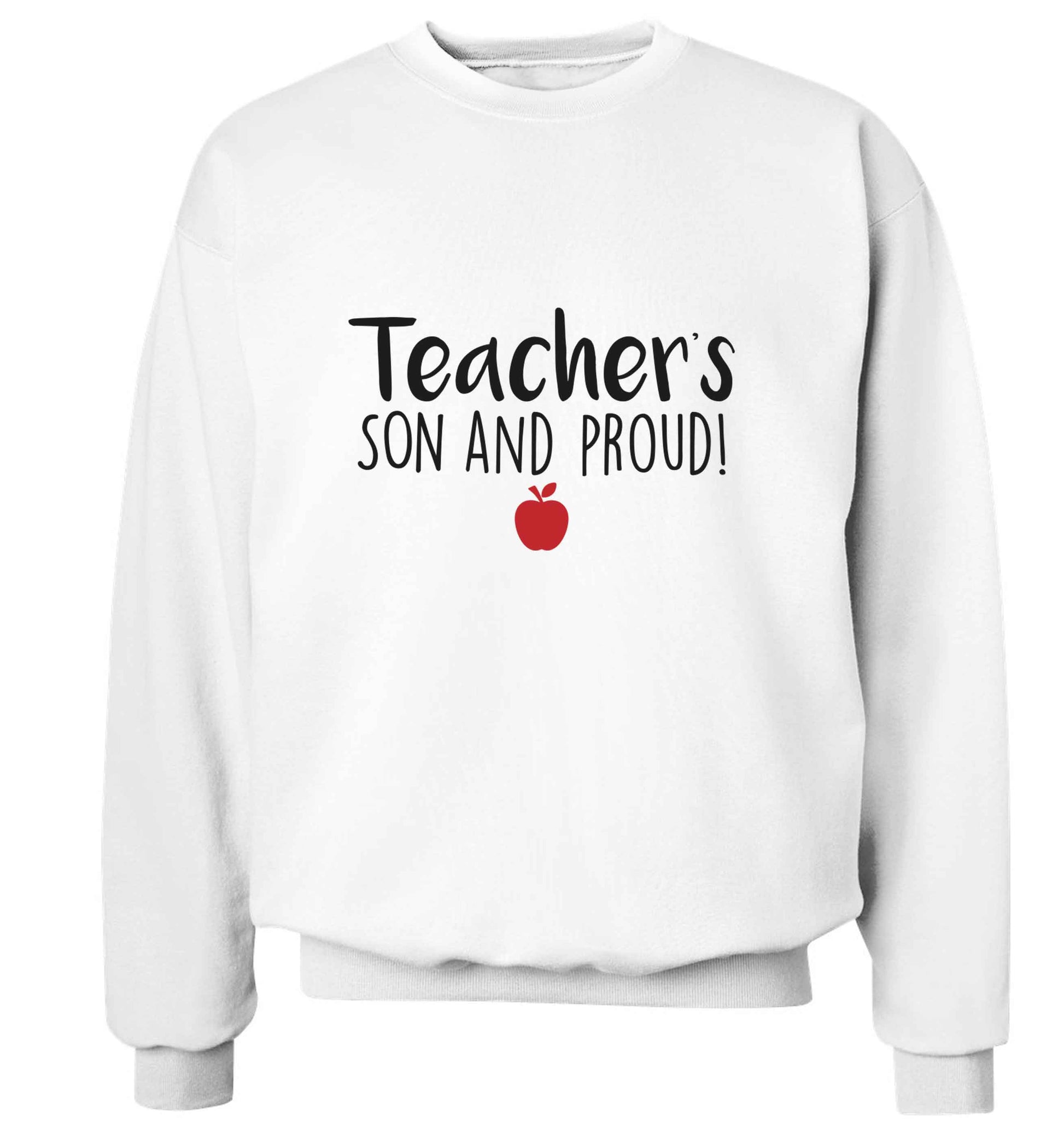 Teachers son and proud adult's unisex white sweater 2XL