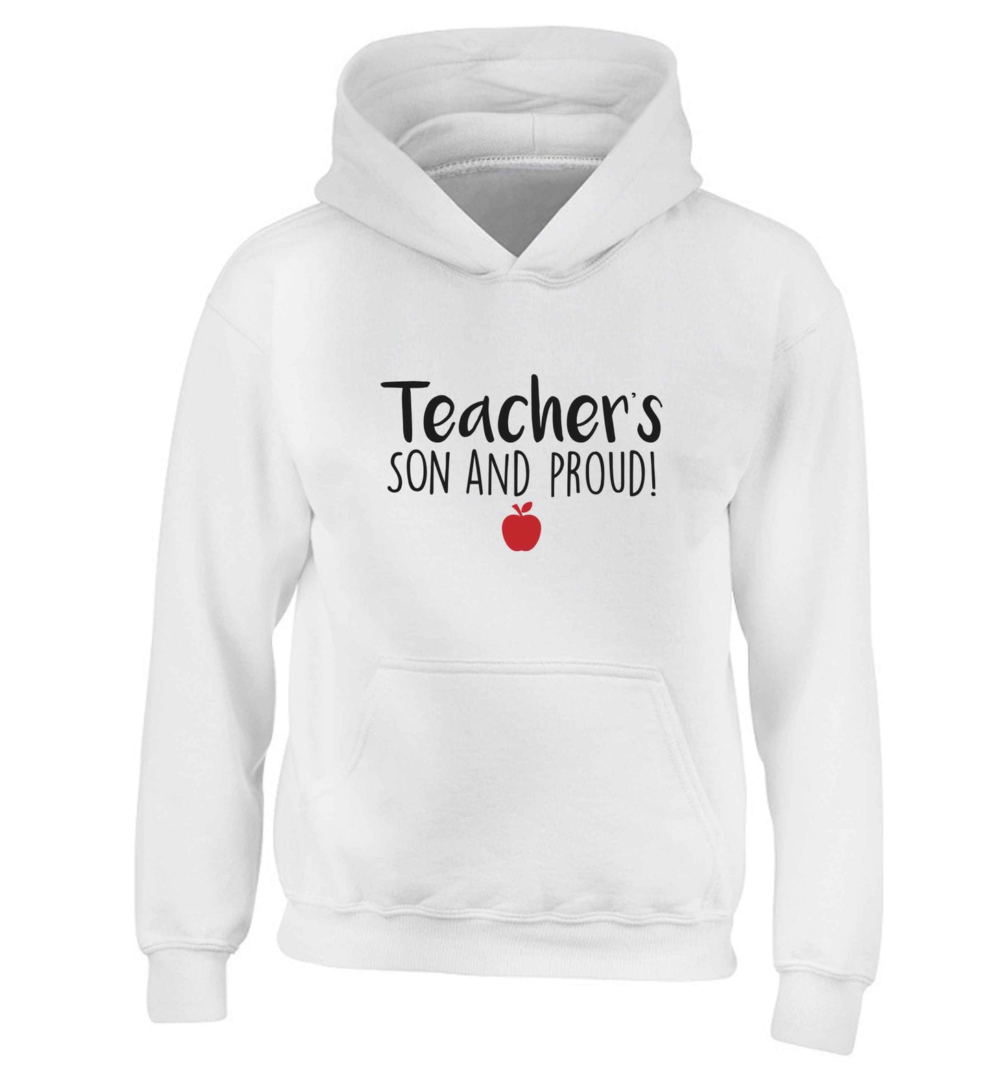 Teachers son and proud children's white hoodie 12-13 Years
