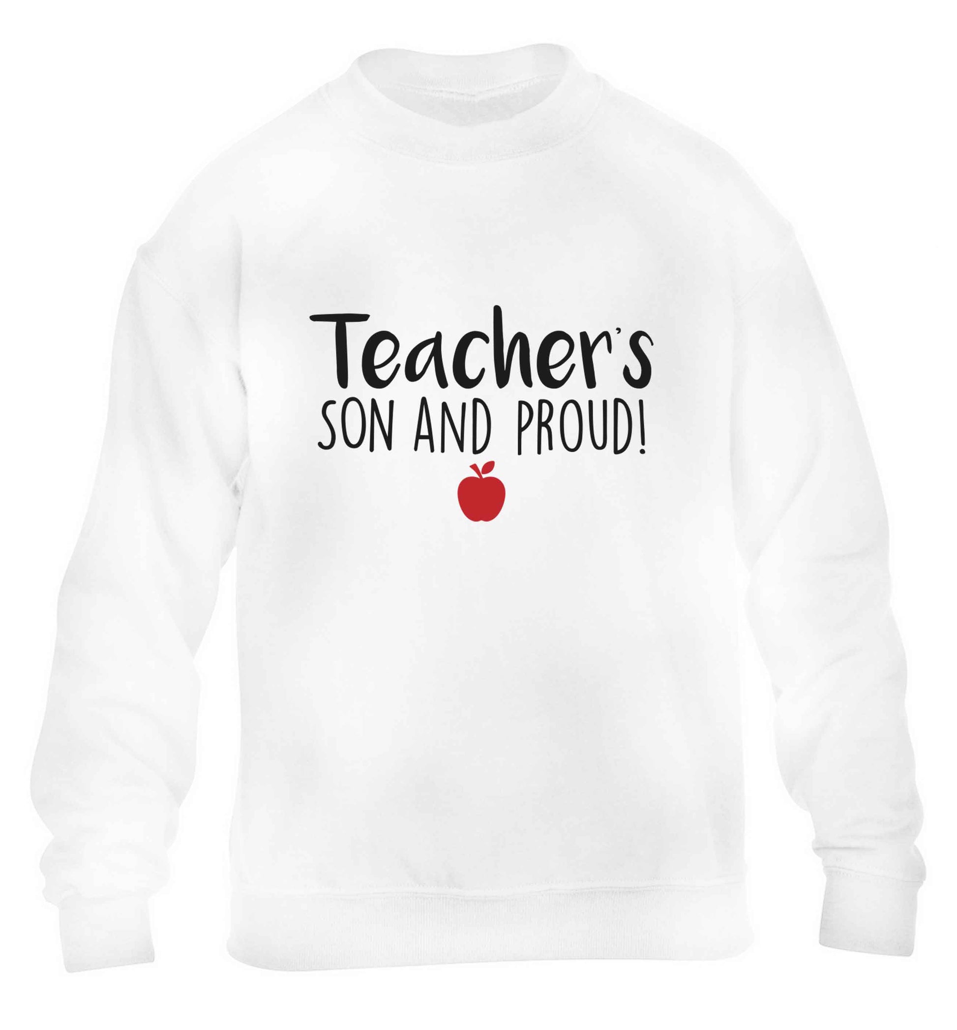 Teachers son and proud children's white sweater 12-13 Years