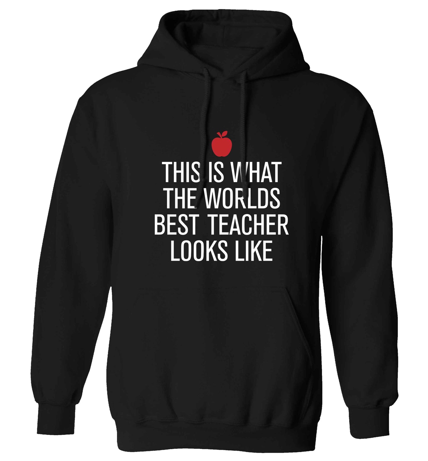 This is what the worlds best teacher looks like adults unisex black hoodie 2XL