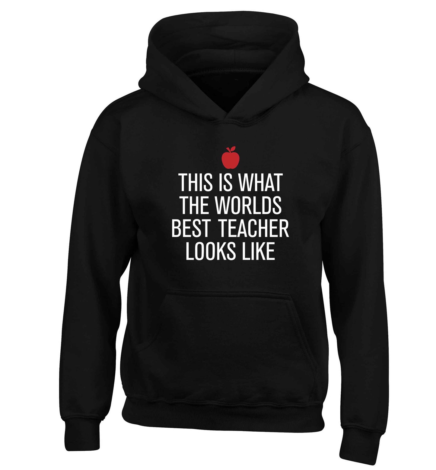 This is what the worlds best teacher looks like children's black hoodie 12-13 Years