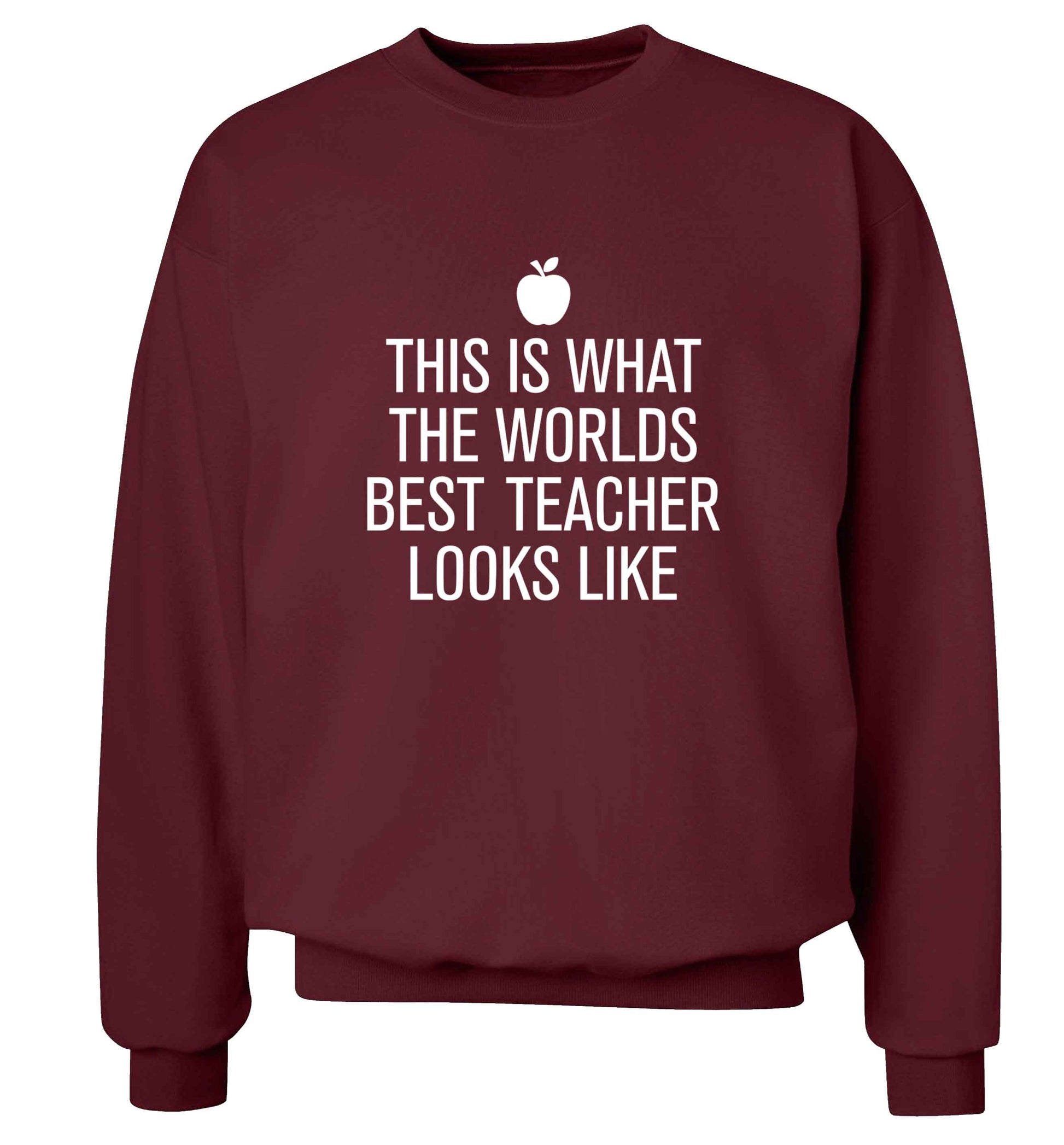 This is what the worlds best teacher looks like adult's unisex maroon sweater 2XL