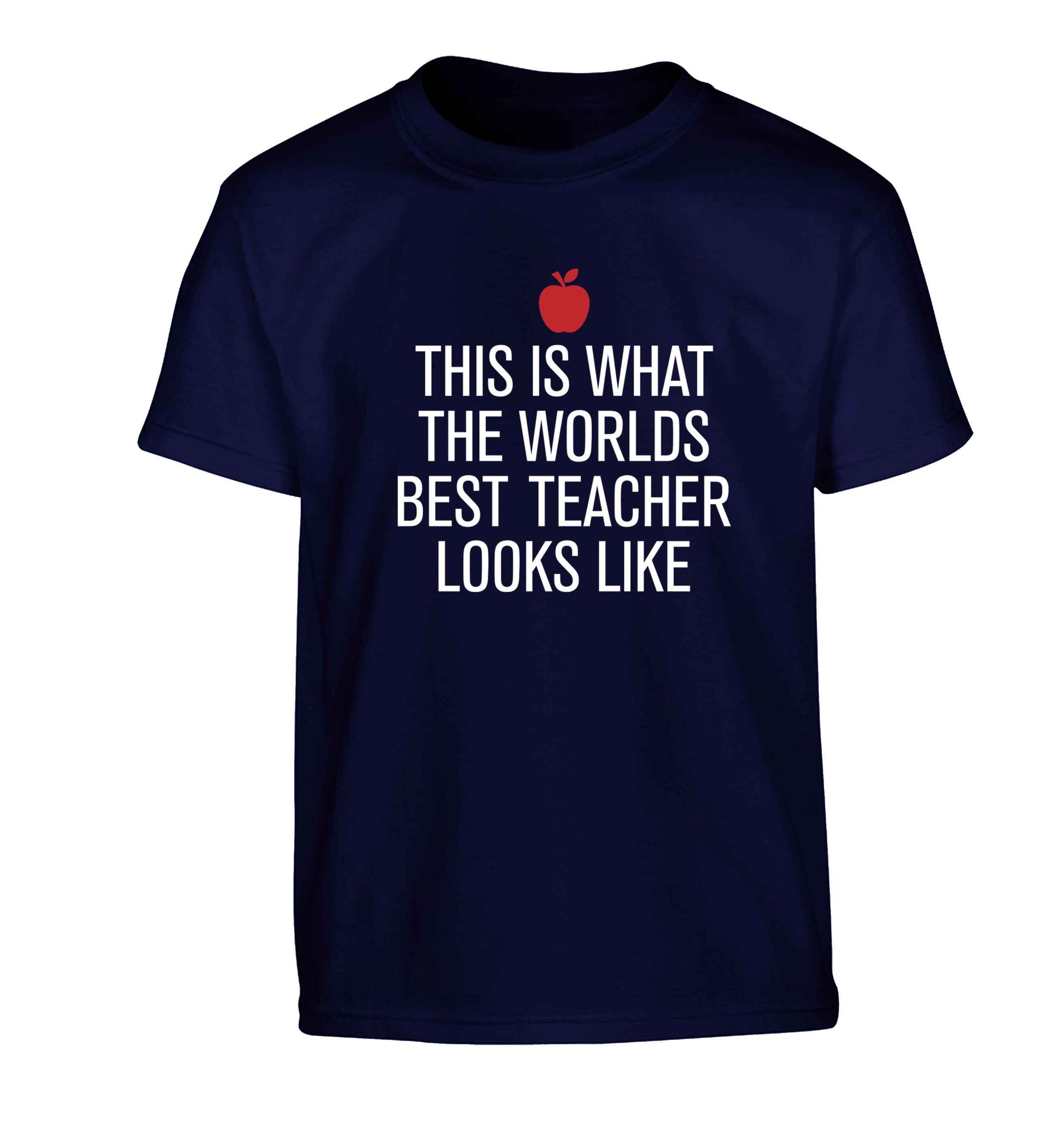 This is what the worlds best teacher looks like Children's navy Tshirt 12-13 Years