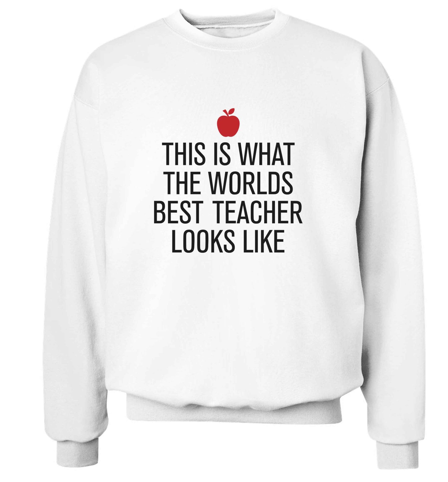 This is what the worlds best teacher looks like adult's unisex white sweater 2XL