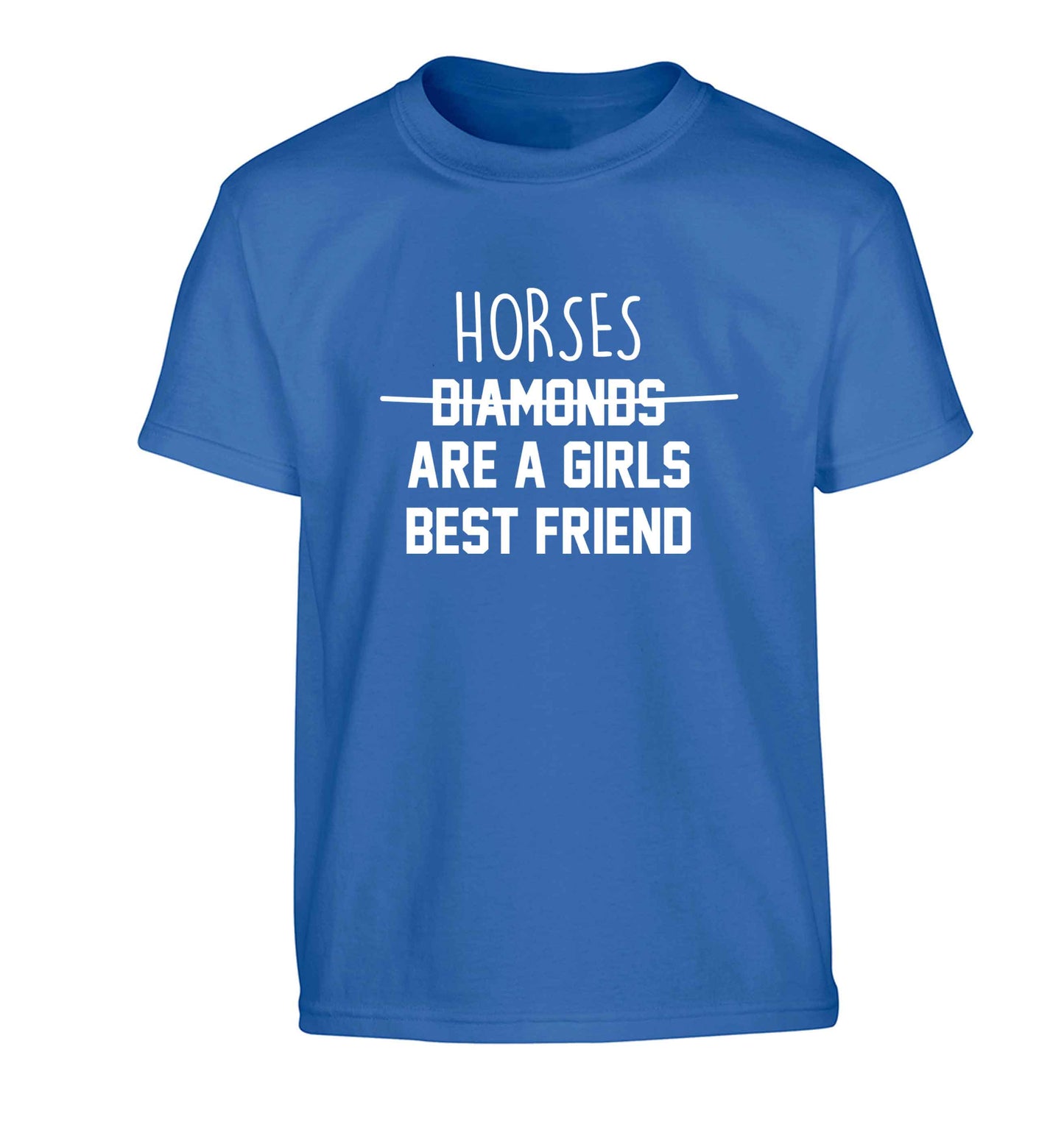 Horses are a girls best friend Children's blue Tshirt 12-13 Years