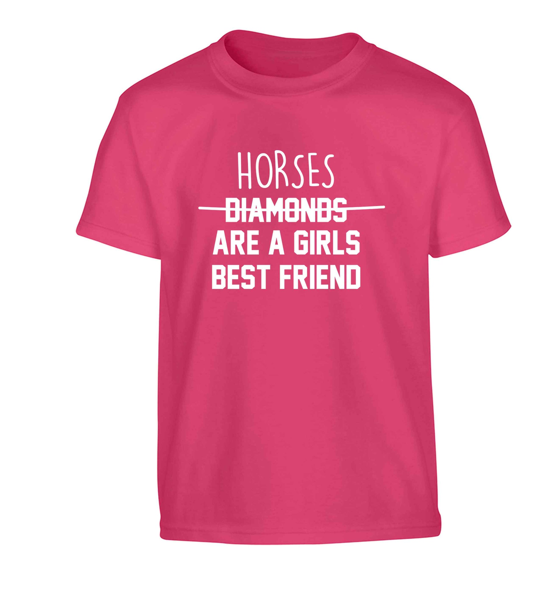 Horses are a girls best friend Children's pink Tshirt 12-13 Years