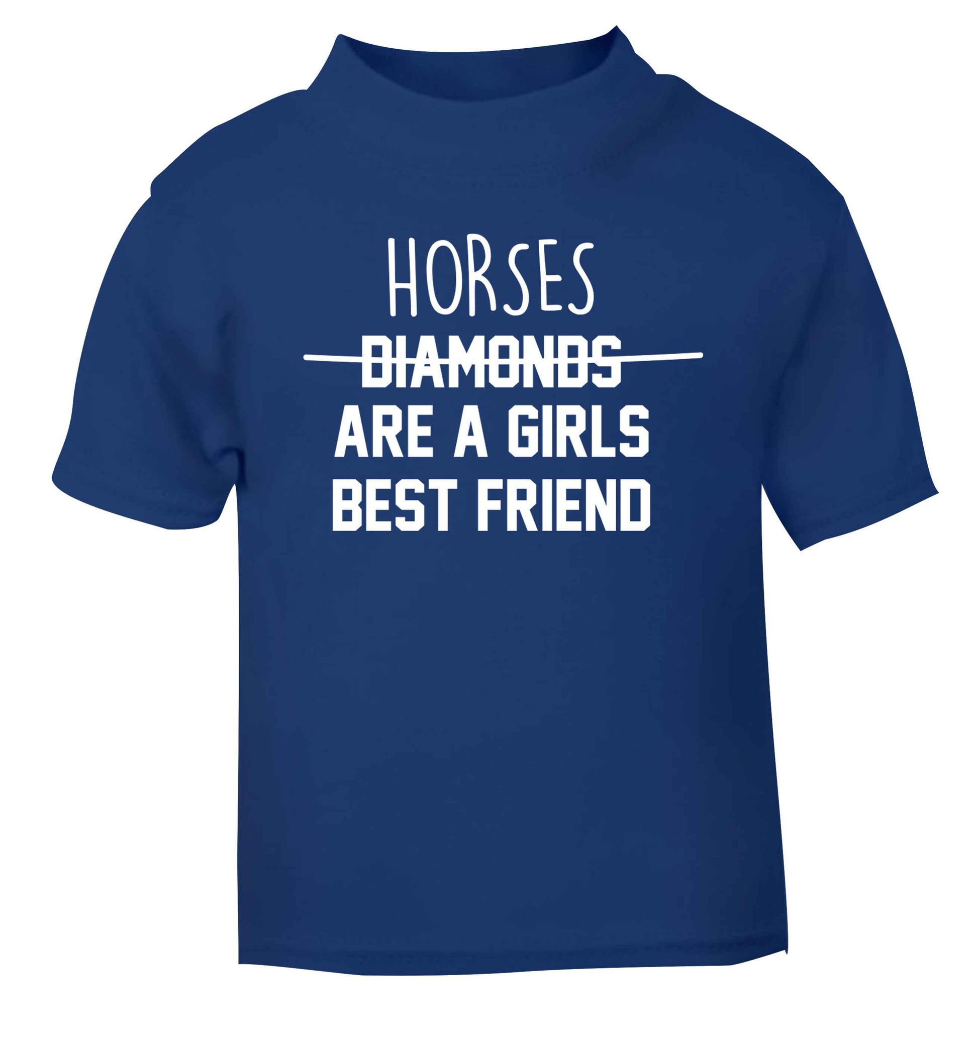 Horses are a girls best friend blue baby toddler Tshirt 2 Years