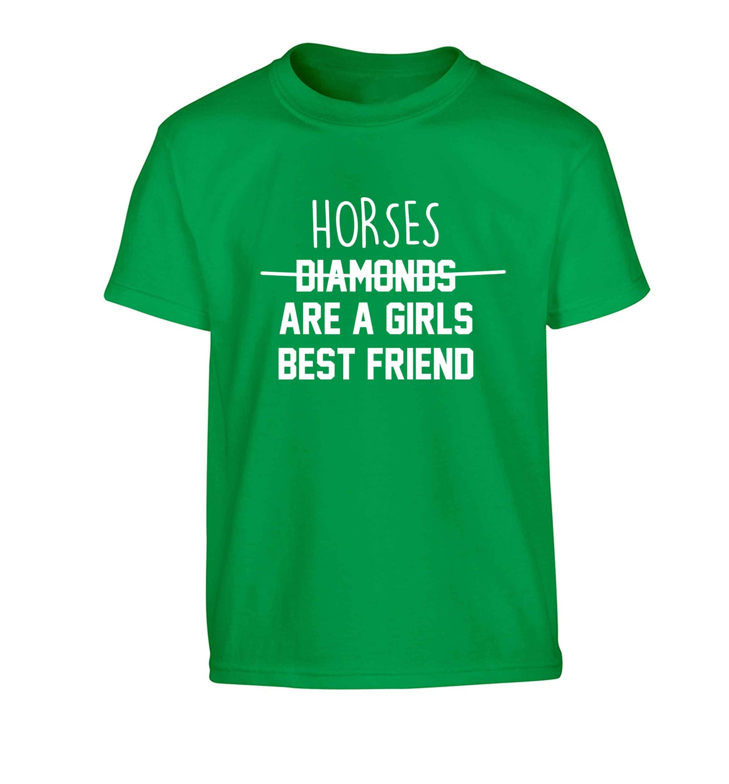 Horses are a girls best friend Children's green Tshirt 12-13 Years
