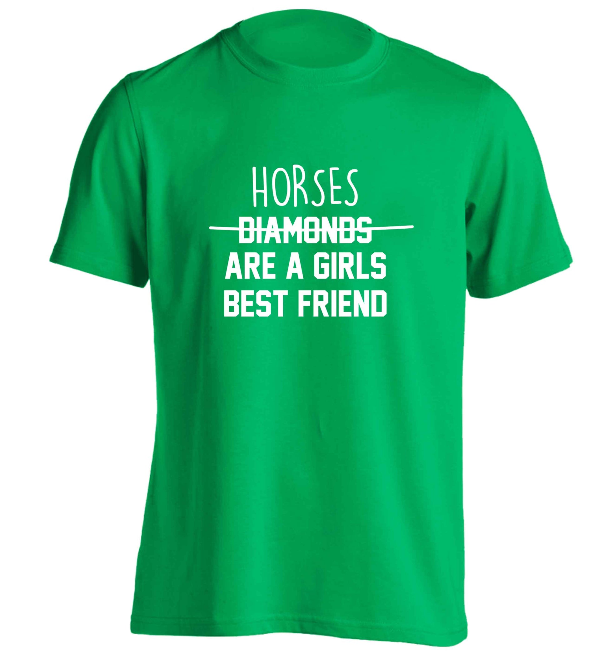 Horses are a girls best friend adults unisex green Tshirt 2XL
