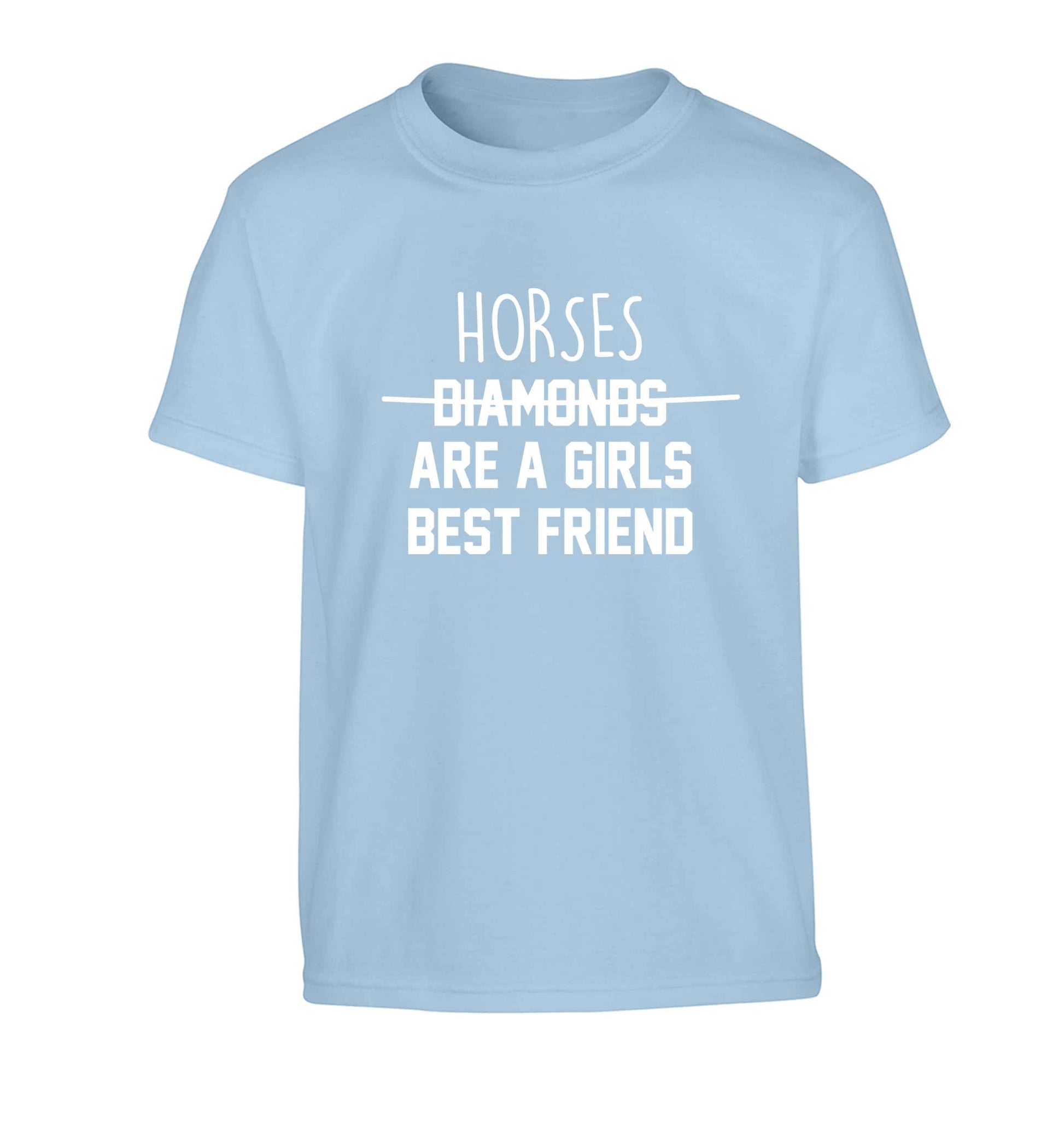 Horses are a girls best friend Children's light blue Tshirt 12-13 Years