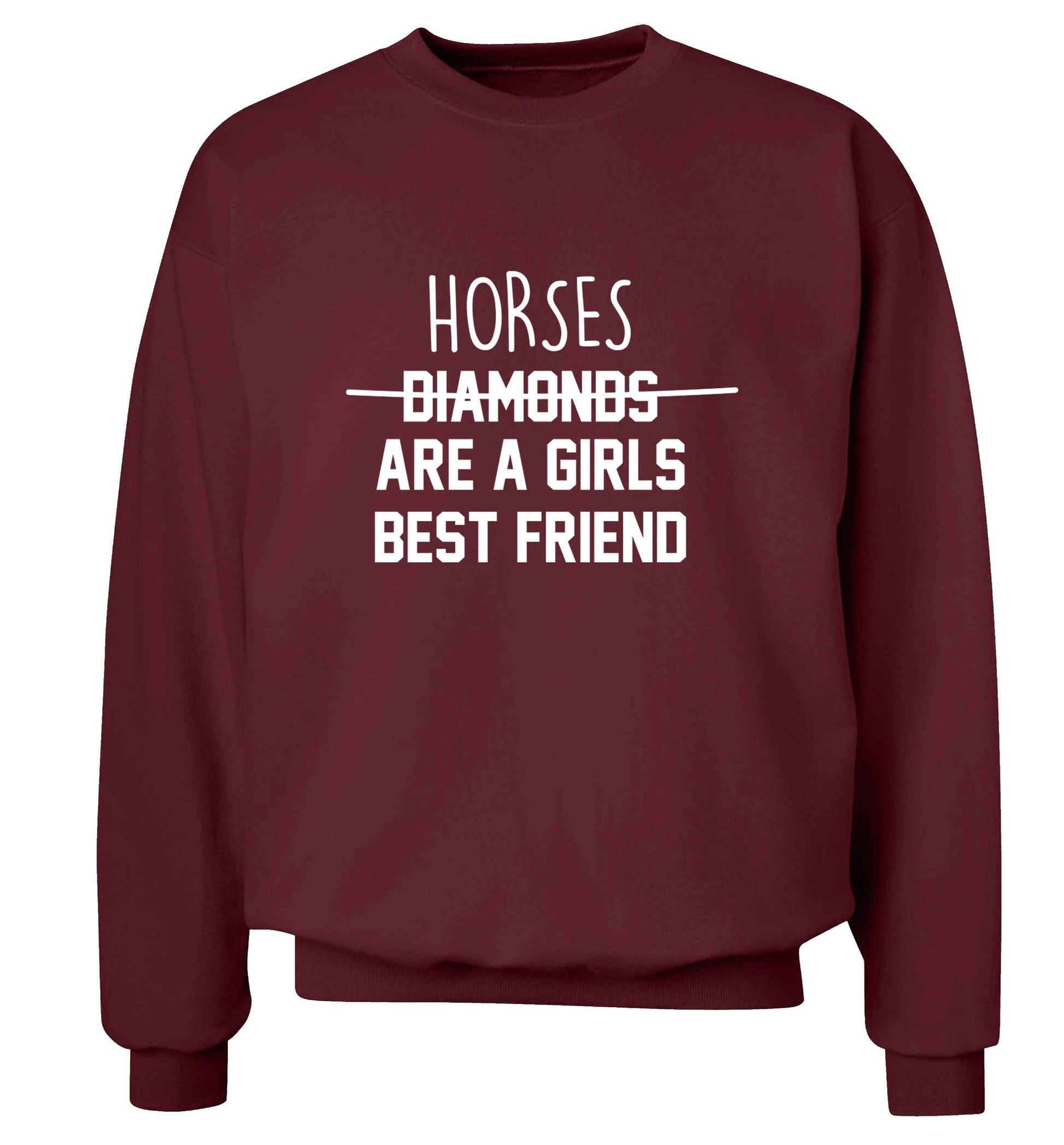 Horses are a girls best friend adult's unisex maroon sweater 2XL