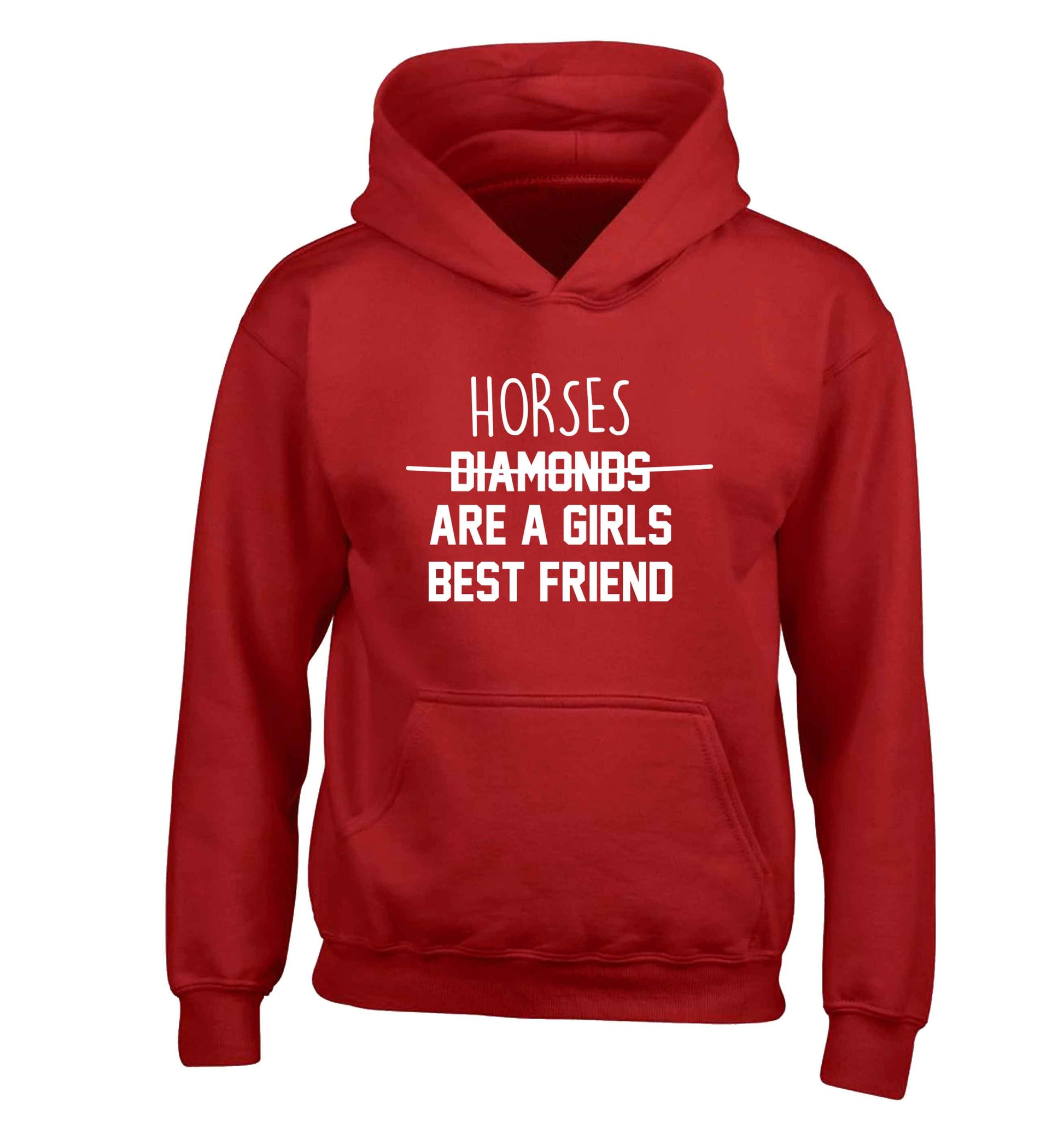 Horses are a girls best friend children's red hoodie 12-13 Years