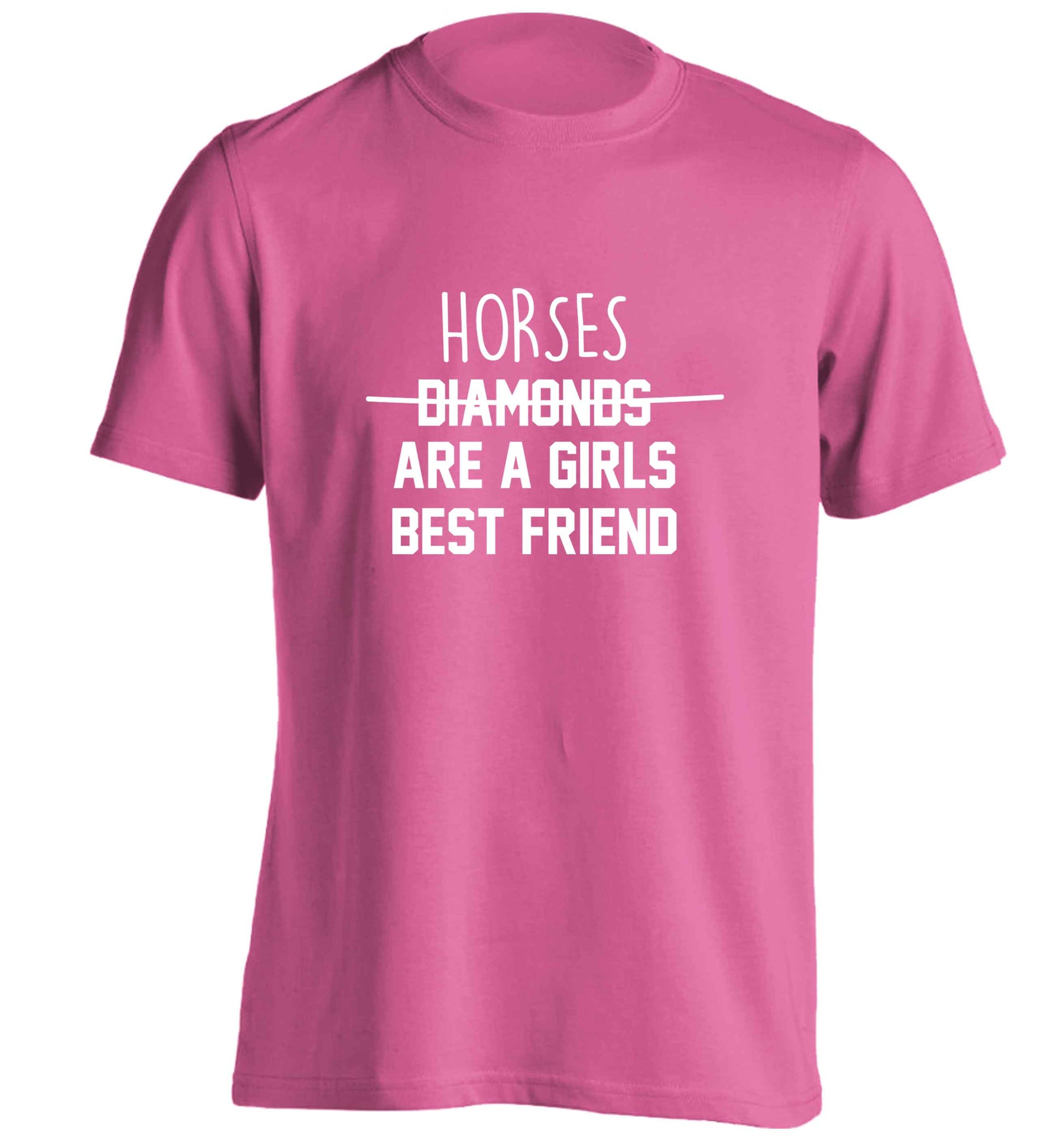 Horses are a girls best friend adults unisex pink Tshirt 2XL