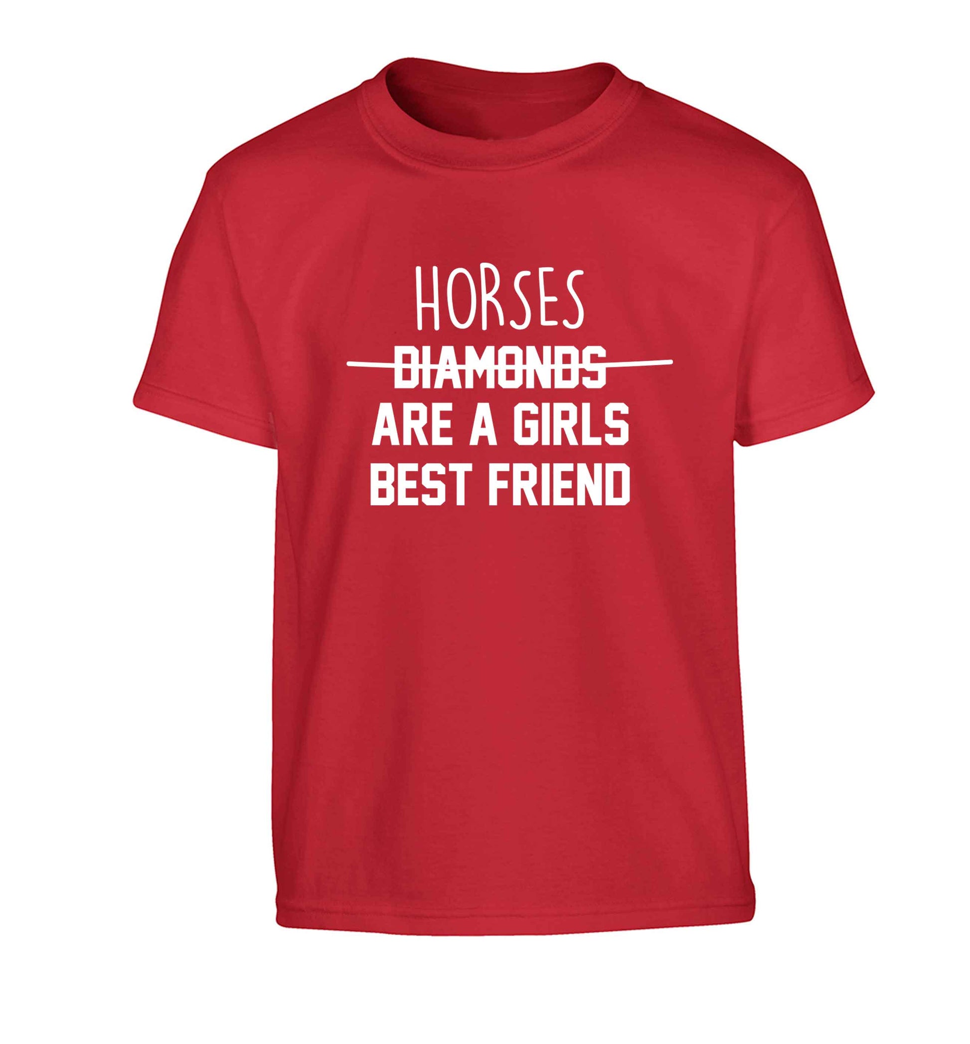 Horses are a girls best friend Children's red Tshirt 12-13 Years