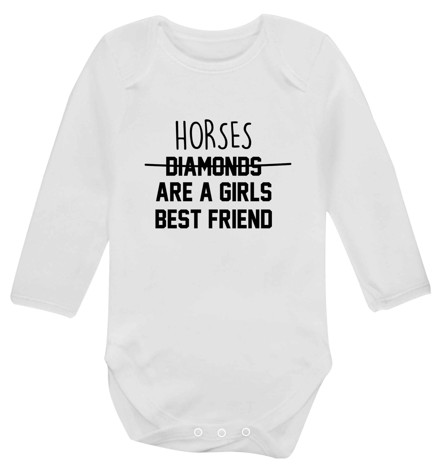 Horses are a girls best friend baby vest long sleeved white 6-12 months
