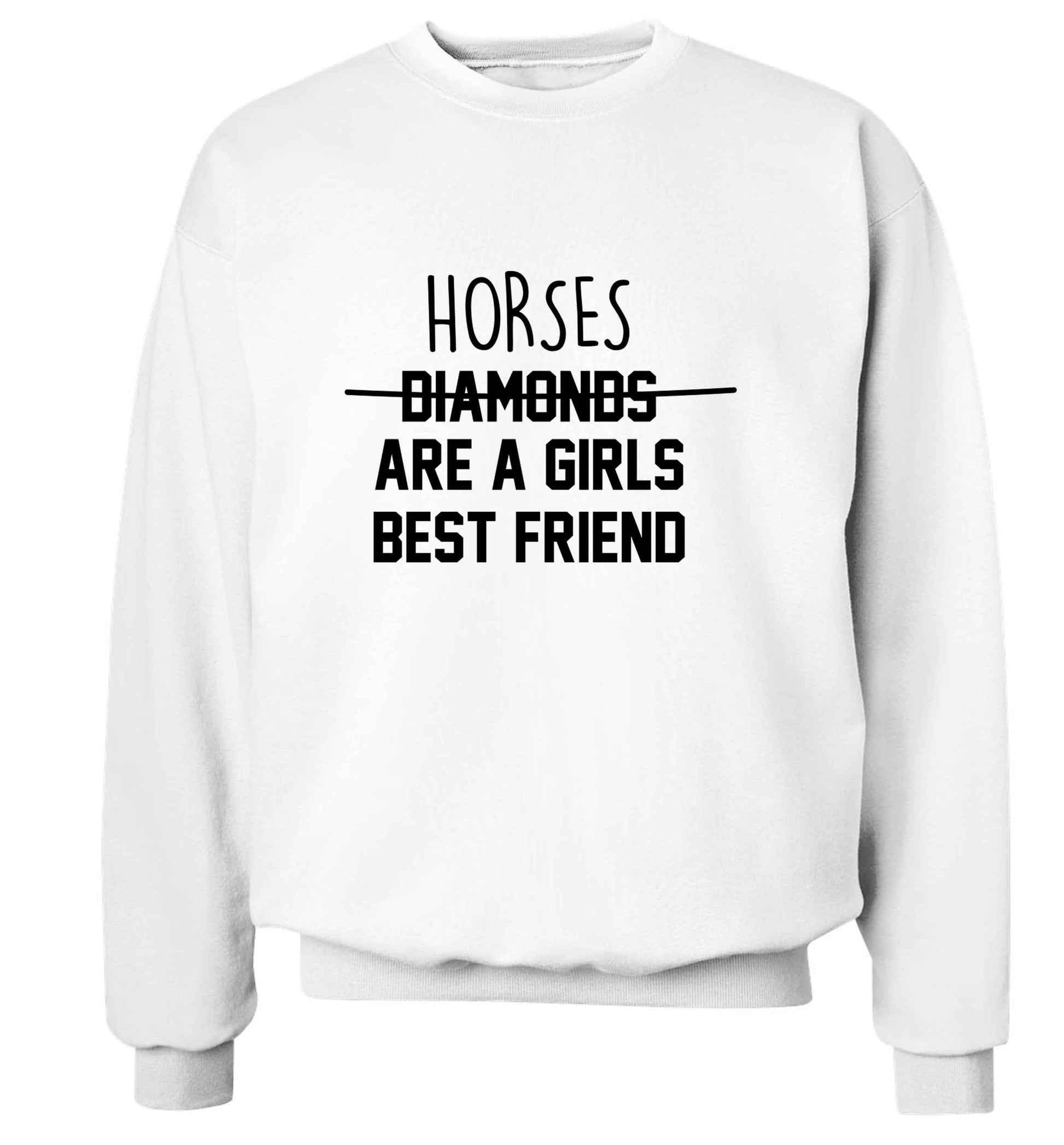 Horses are a girls best friend adult's unisex white sweater 2XL