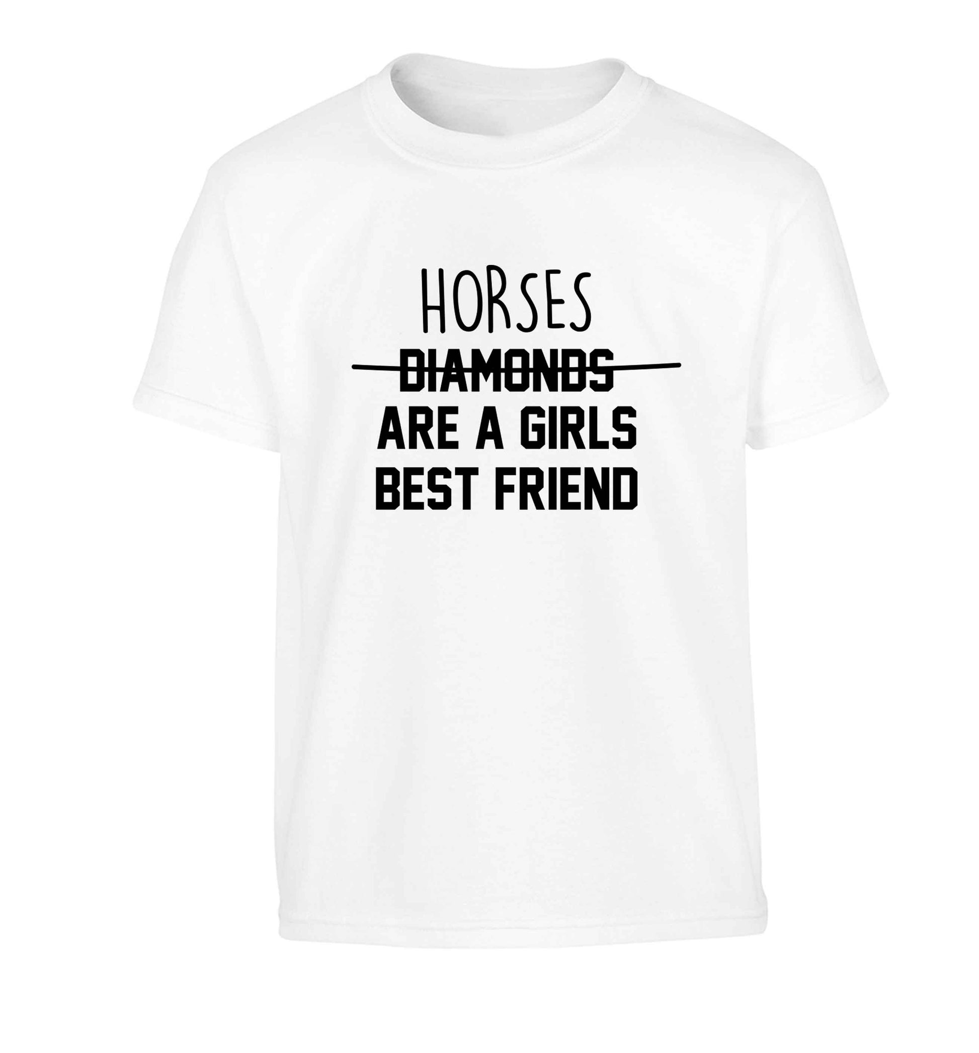 Horses are a girls best friend Children's white Tshirt 12-13 Years