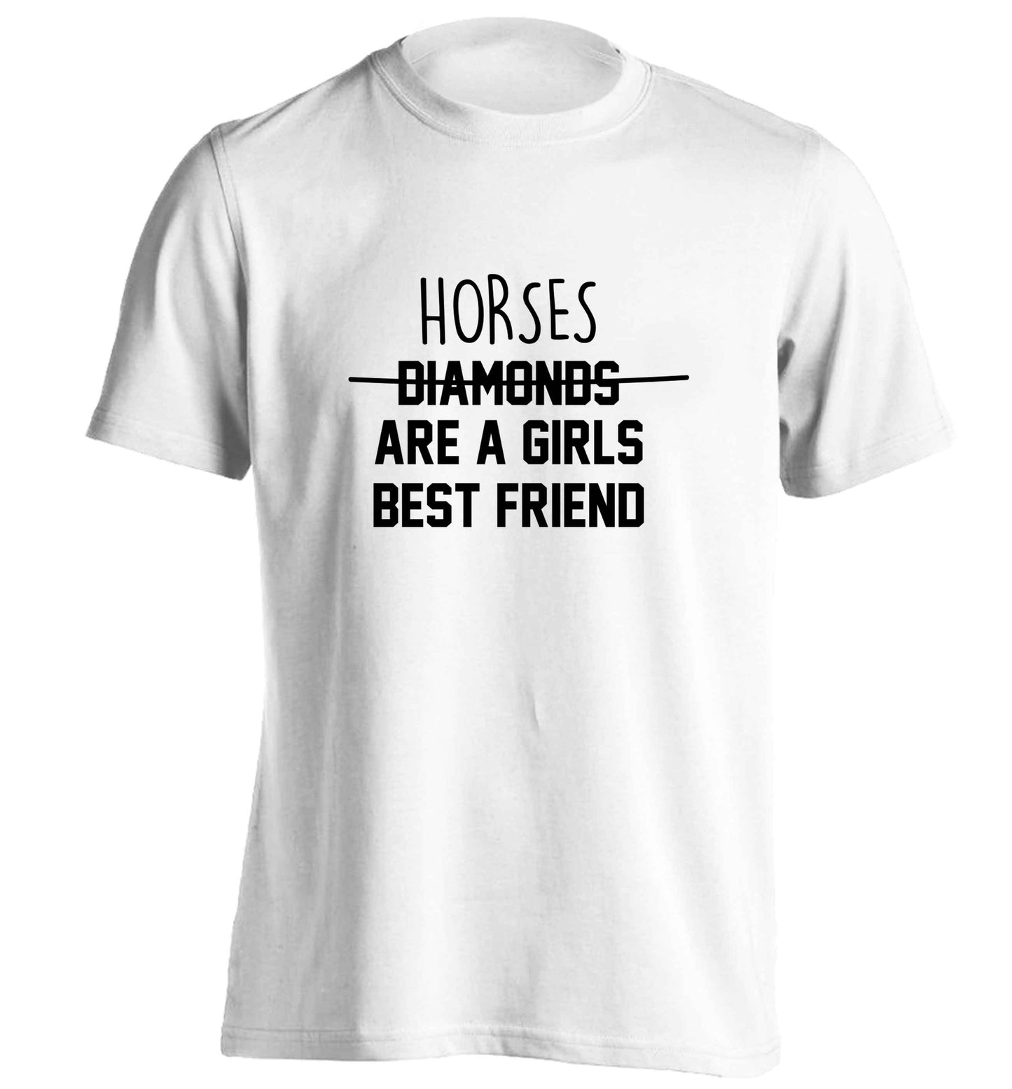 Horses are a girls best friend adults unisex white Tshirt 2XL