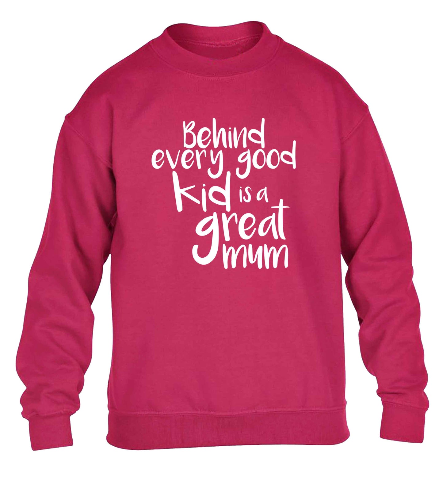 Behind every good kid is a great mum children's pink sweater 12-13 Years