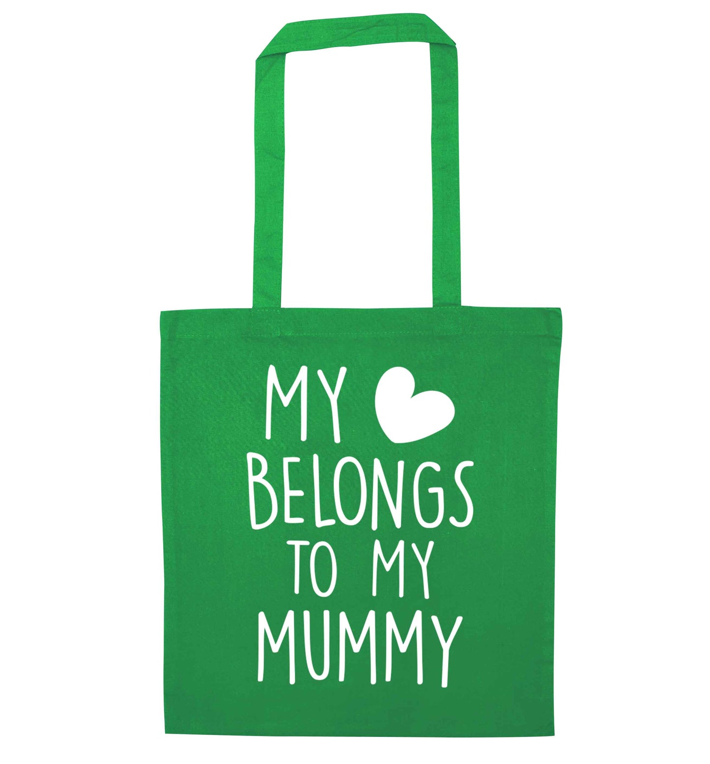 My heart belongs to my mummy green tote bag