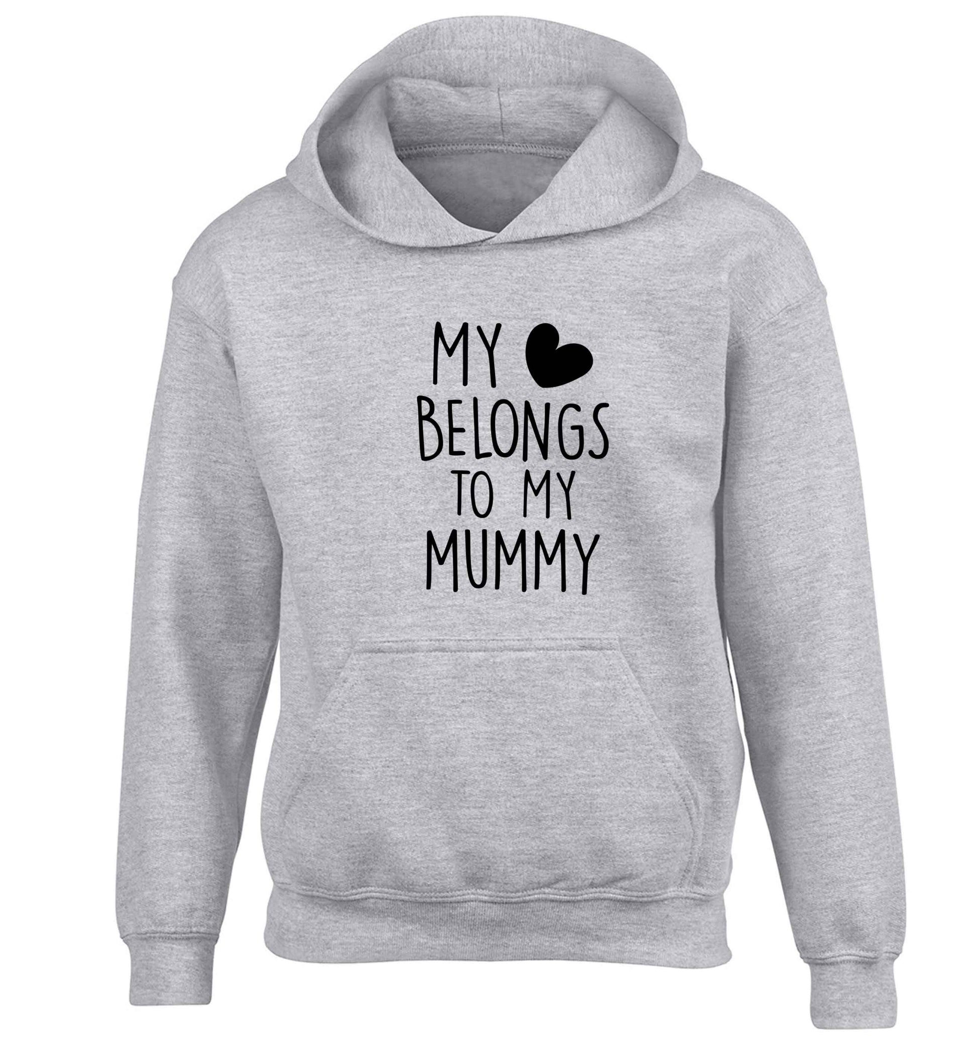 My heart belongs to my mummy children's grey hoodie 12-13 Years