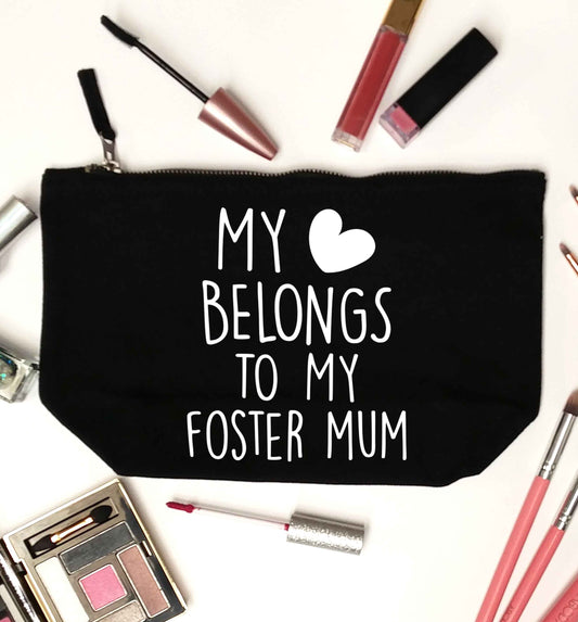My heart belongs to my foster mum black makeup bag