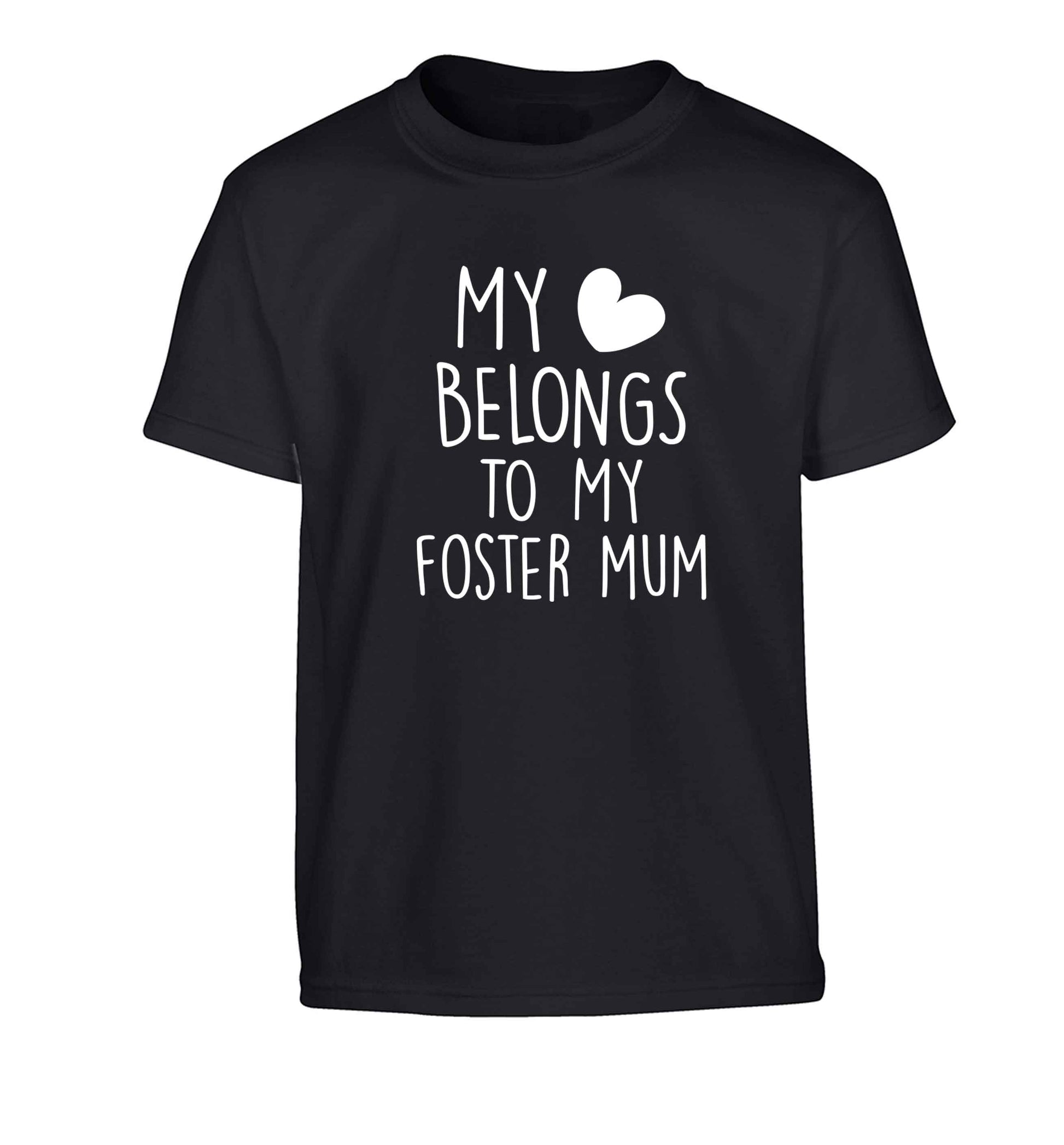 My heart belongs to my foster mum Children's black Tshirt 12-13 Years