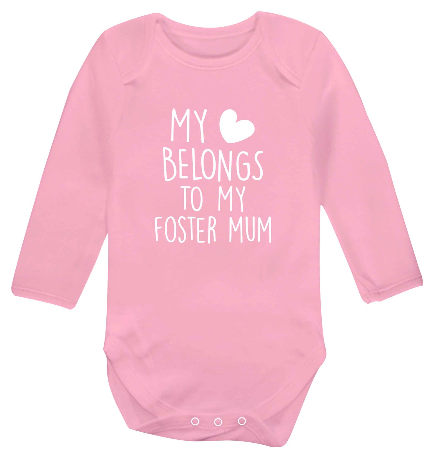 My heart belongs to my foster mum baby vest long sleeved pale pink 6-12 months